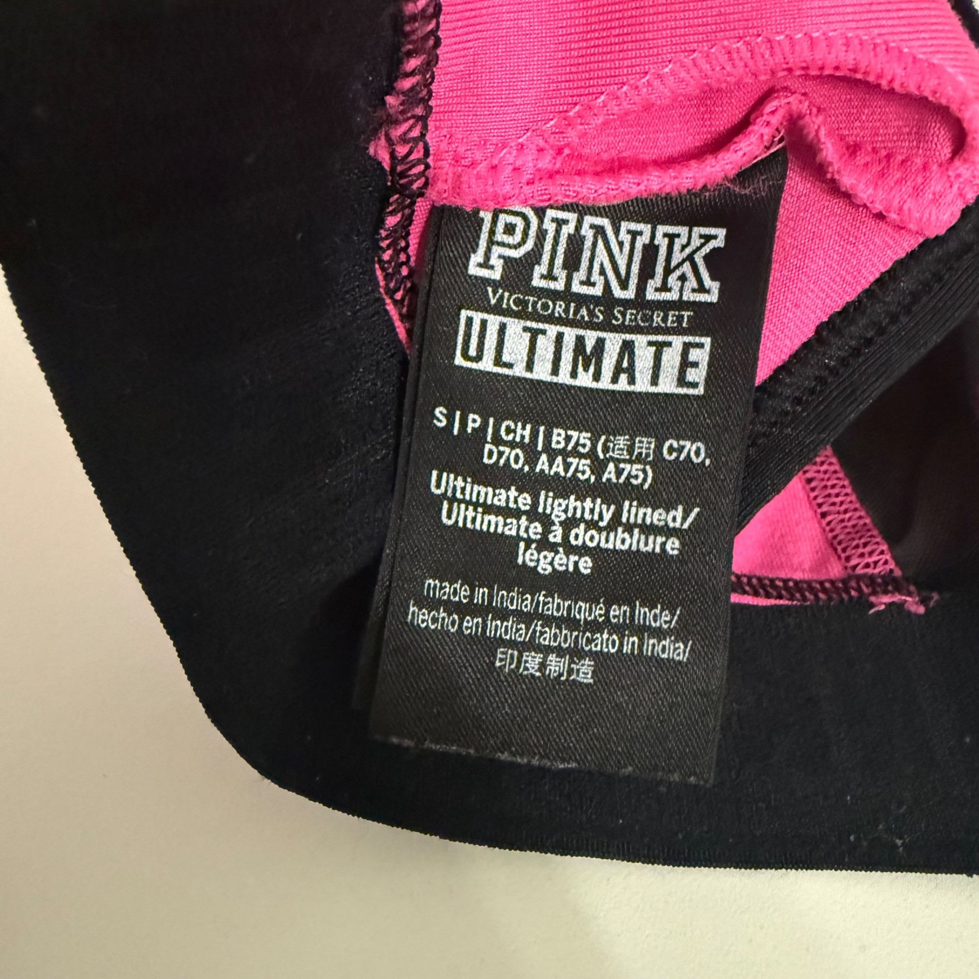 Victoria's Secret Victorias Secret Pink Ultimate Racerback Sports Bra Lightly Size ONE SIZE - 3 Thumbnail