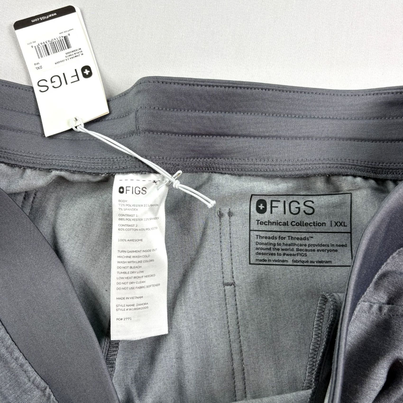 Vintage Figs Scrub Pants Womens 2XL Gray Zamora 2.0 Jogger Nurse Medical Uniform NEW Size 40" / US 18 - 3 Thumbnail