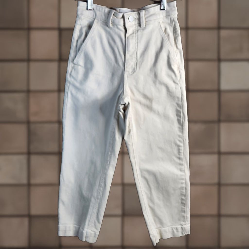 Everlane Everlane Womens |2 Short| Sandstone Utility Straight-Leg Crop Pants Beige Cotton Twill High Rise Front Pockets Cropped 24" Inseam Womens Size 26" / US 2 / IT 38 - 1 Thumbnail