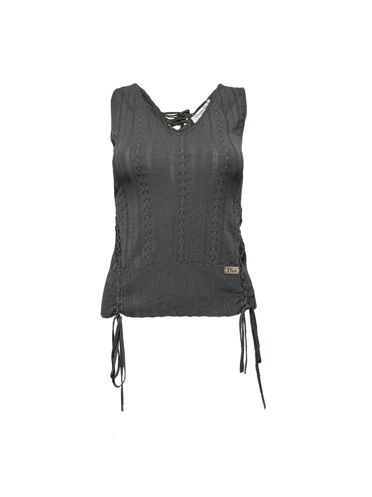 Dior CHRISTIAN DIOR S/S 2004 Laced Up Knit Sleeveless Top Size M / US 6-8 / IT 42-44 - 1 Thumbnail