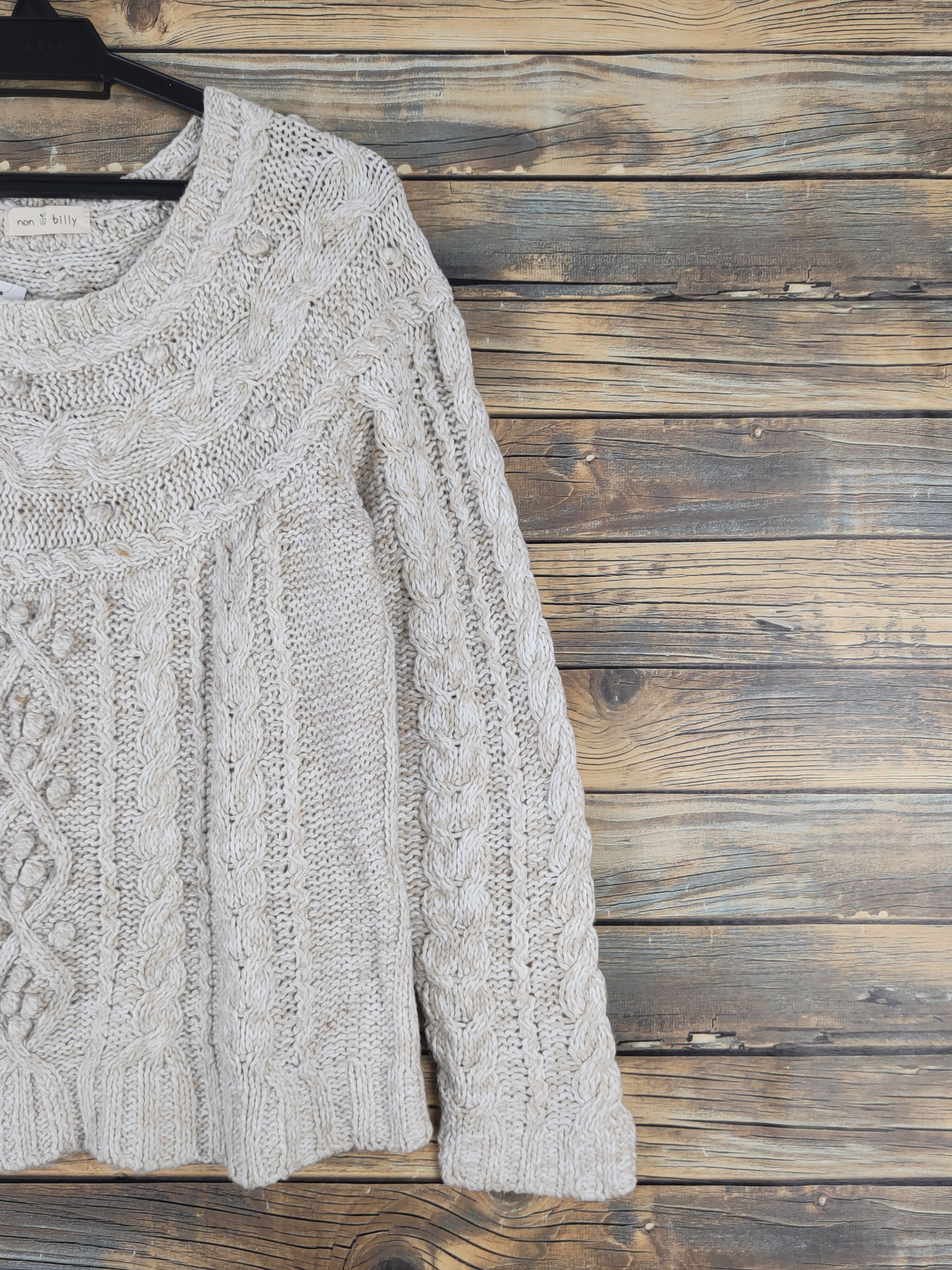 Aran Isles Knitwear × Japanese Brand × Vintage Non & Billy Light Brown Knitwear Cardigan #W1241 Size S / US 4 / IT 40 - 5 Thumbnail