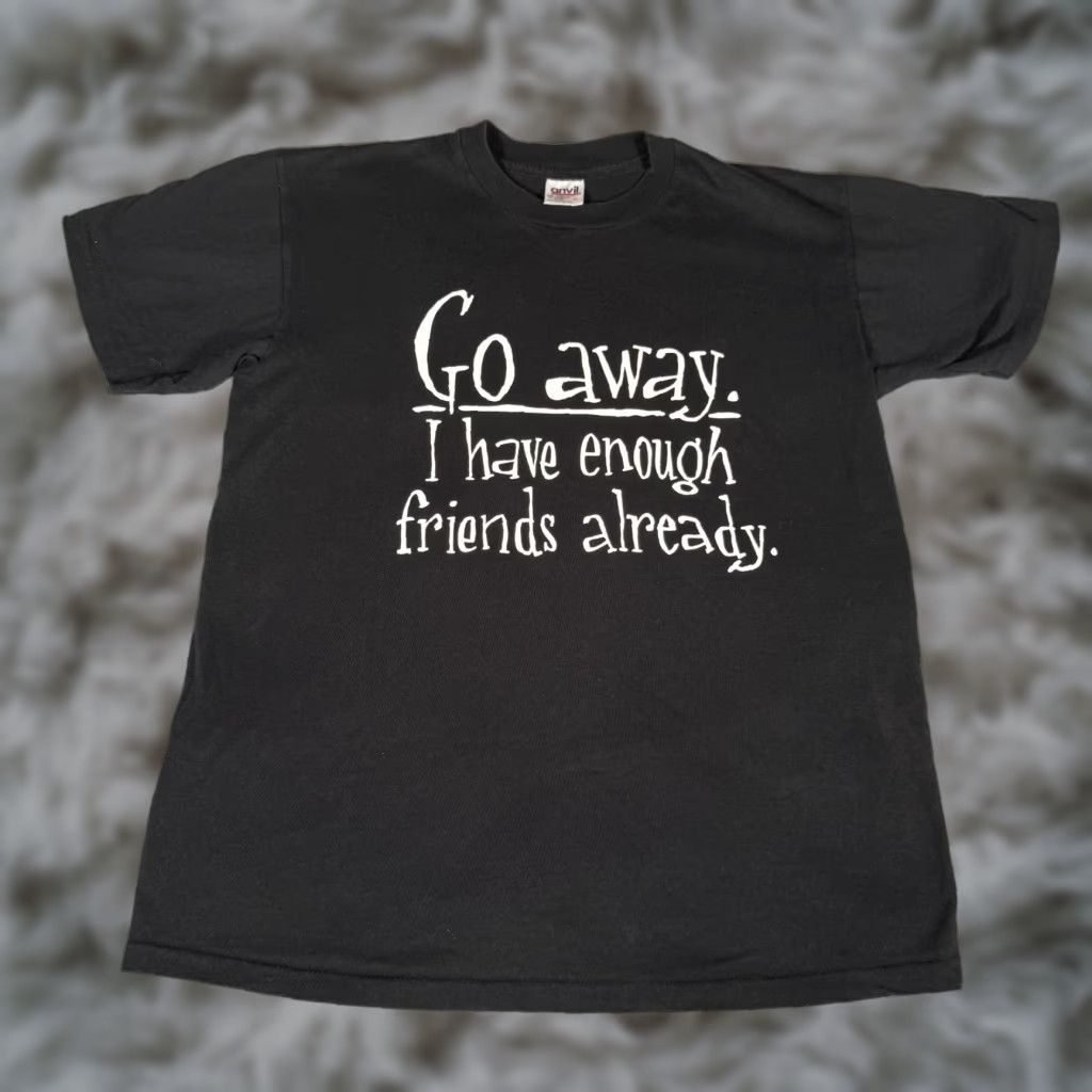 Vintage VINTAGE Men's Cotton T-Shirt Slim Fit Short Sleeve Crew Neck Funny 90s Black Made in USA Size US L / EU 52-54 / 3 - 1 Thumbnail