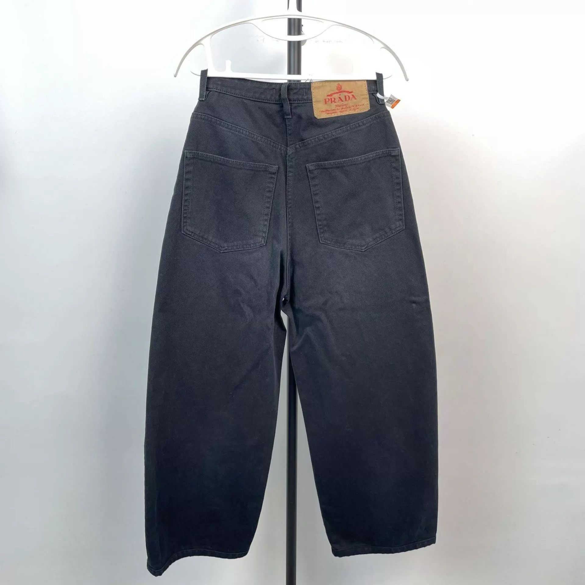 Prada Prada Denim Wide-leg Black Pants Size 25" / US 0 / IT 36 - 2 Thumbnail