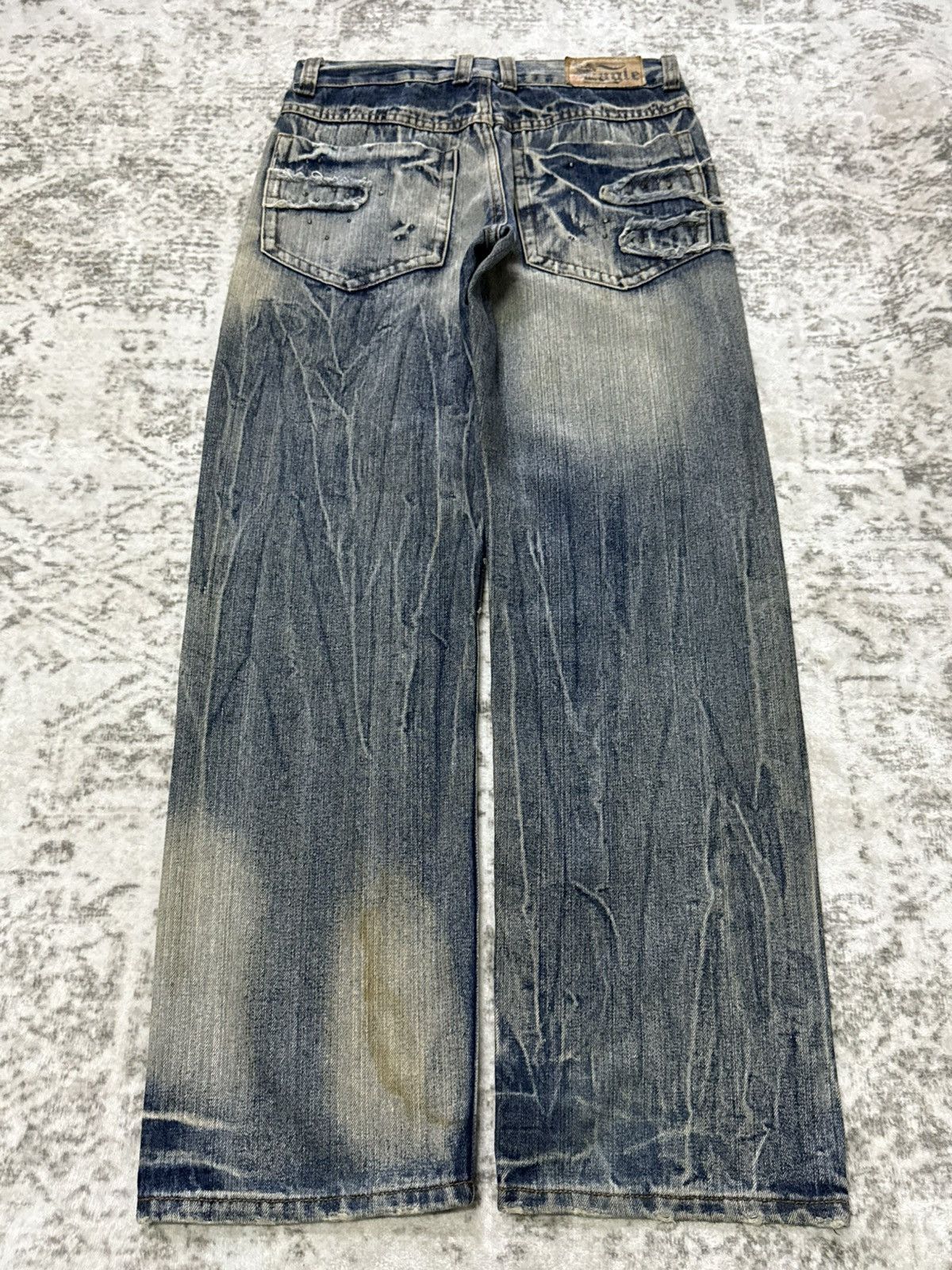 Japanese Brand Euro Eagle Patchwork Distressed Studded Loose Jeans Size US 30 / EU 46 - 8 Thumbnail