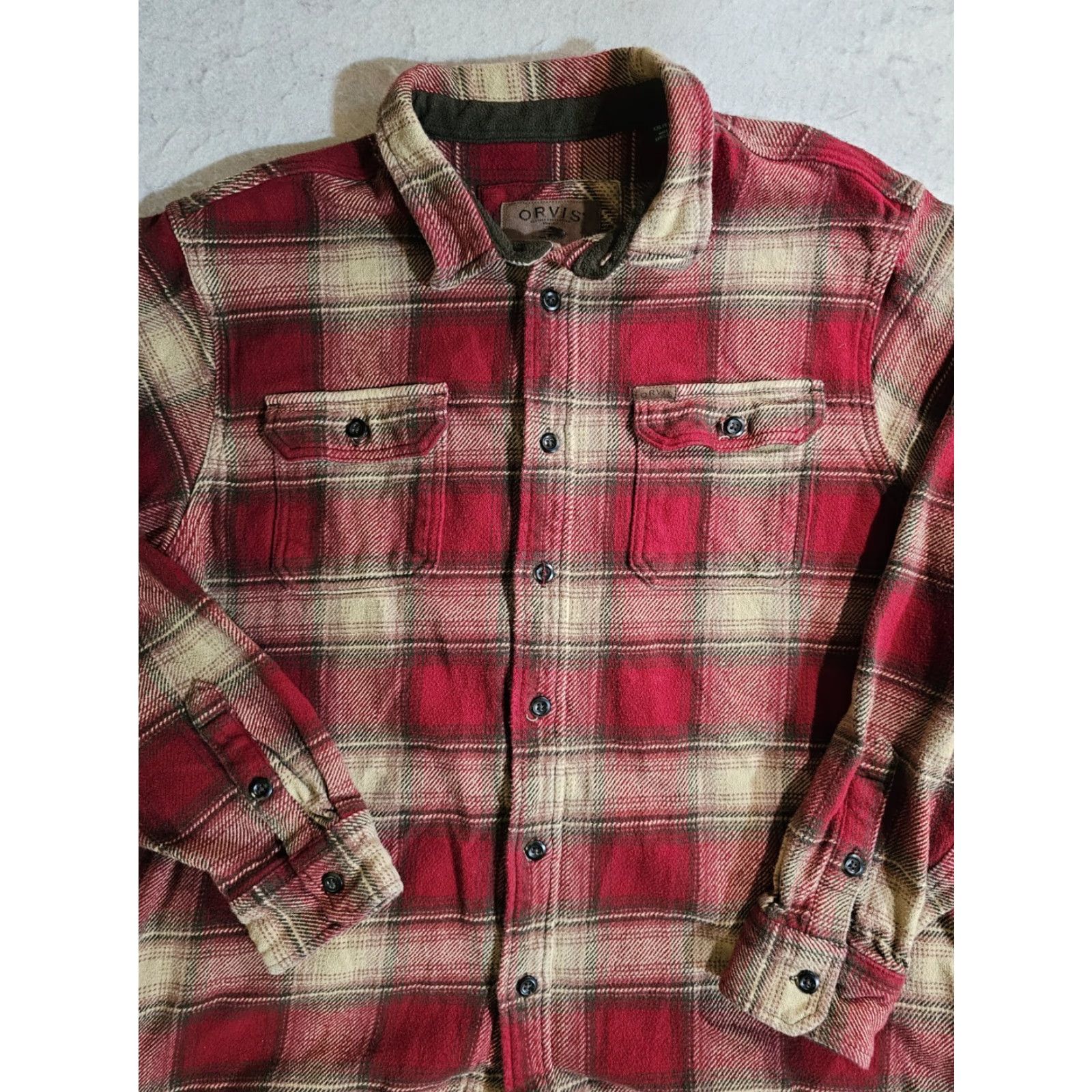Orvis VINTAGE Orvis Big Bear Heavy Weight Plaid Long Sleeve Button Up Flannel Mens XXL Red Size US XXL / EU 58 / 5 - 2 Thumbnail