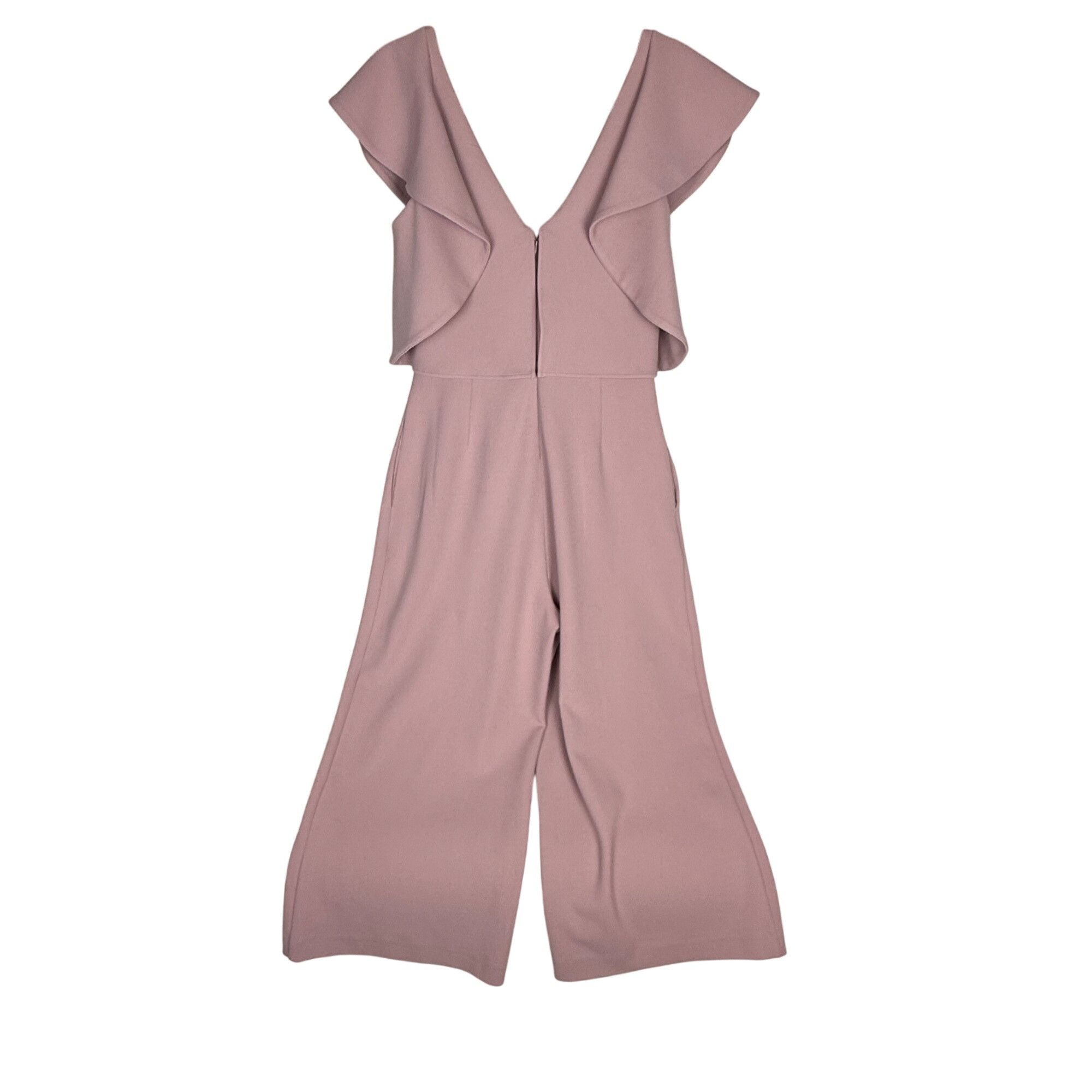 Badgley Mischka Badgley Mischka Women's V-Neck Jumpsuit Ruffle Crop Wide Leg Size 30" / US 8 / IT 44 - 2 Thumbnail