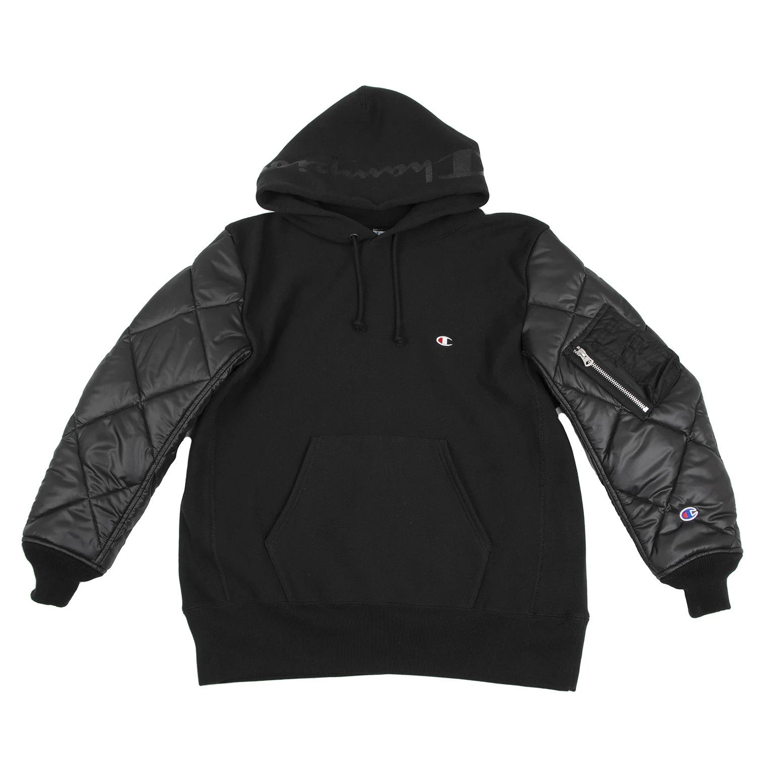 Junya Watanabe Black Quilted Sleeve Custom Sweatshirt Parka M Size US M / EU 48-50 / 2 - 1 Thumbnail