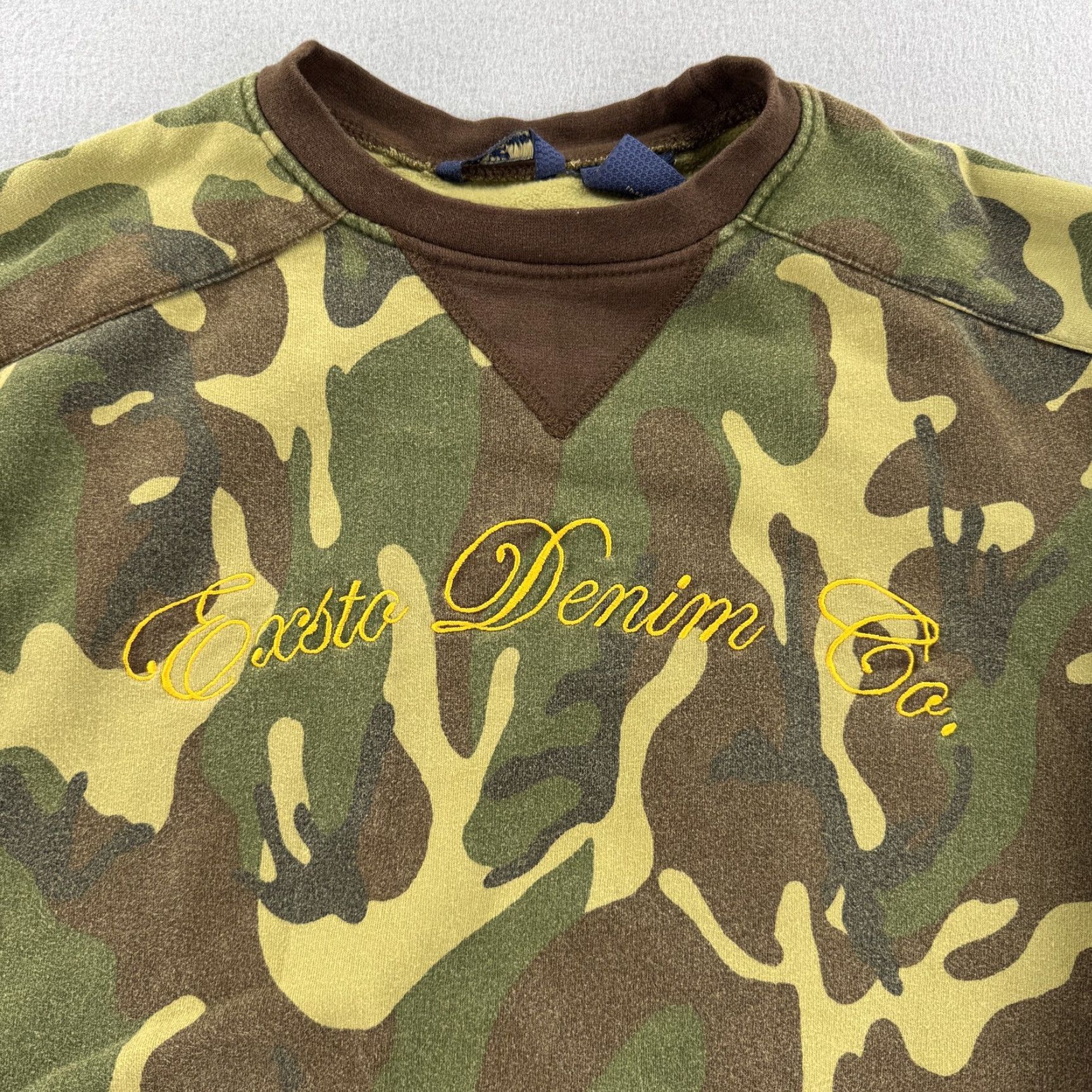 CO VINTAGE Exsto Denim Co Sweater Mens XL Camouflage Pullover Crewneck Knit Kangaroo Pocket Camouflage Graphic Print Outdoor Outdoor Mens Size US XL / EU 56 / 4 - 2 Thumbnail