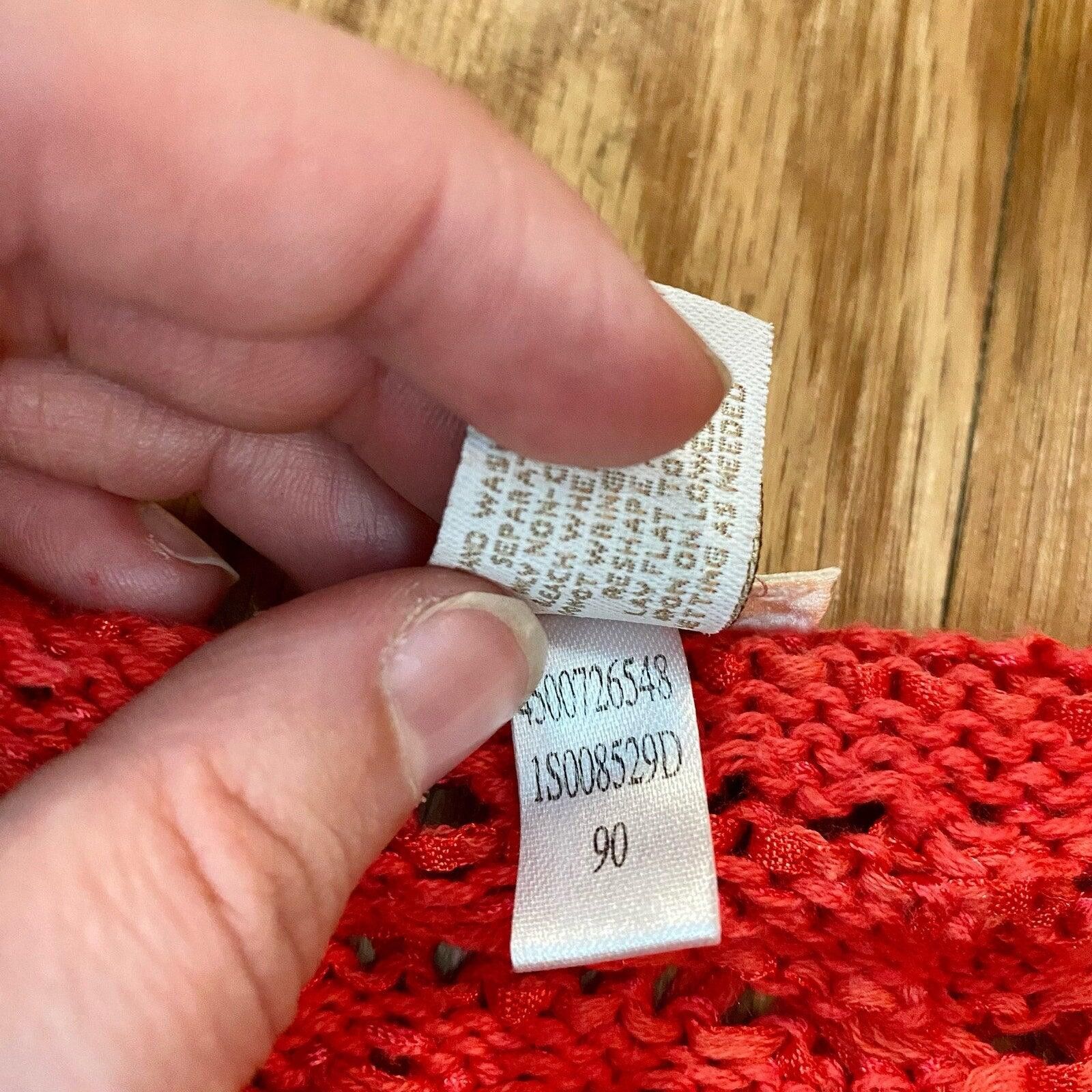 Chicos Chicos Bright Red Crochet Knit Sweater Top Womens 1 Medium Size M / US 6-8 / IT 42-44 - 12 Thumbnail