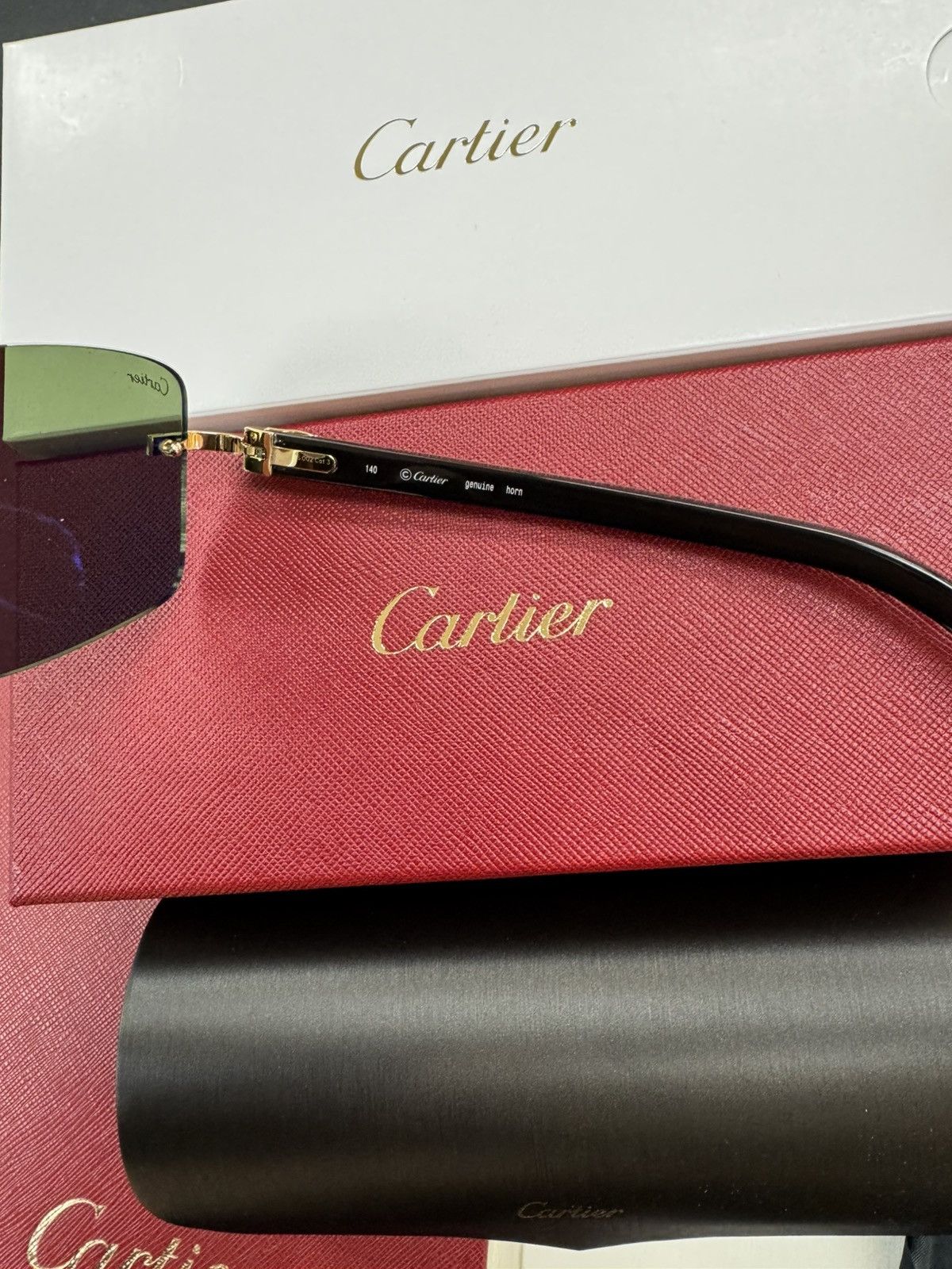 Cartier Cartier White Buffalo Horn Sunglasses Diamond Cut White Buff Size ONE SIZE - 4 Thumbnail