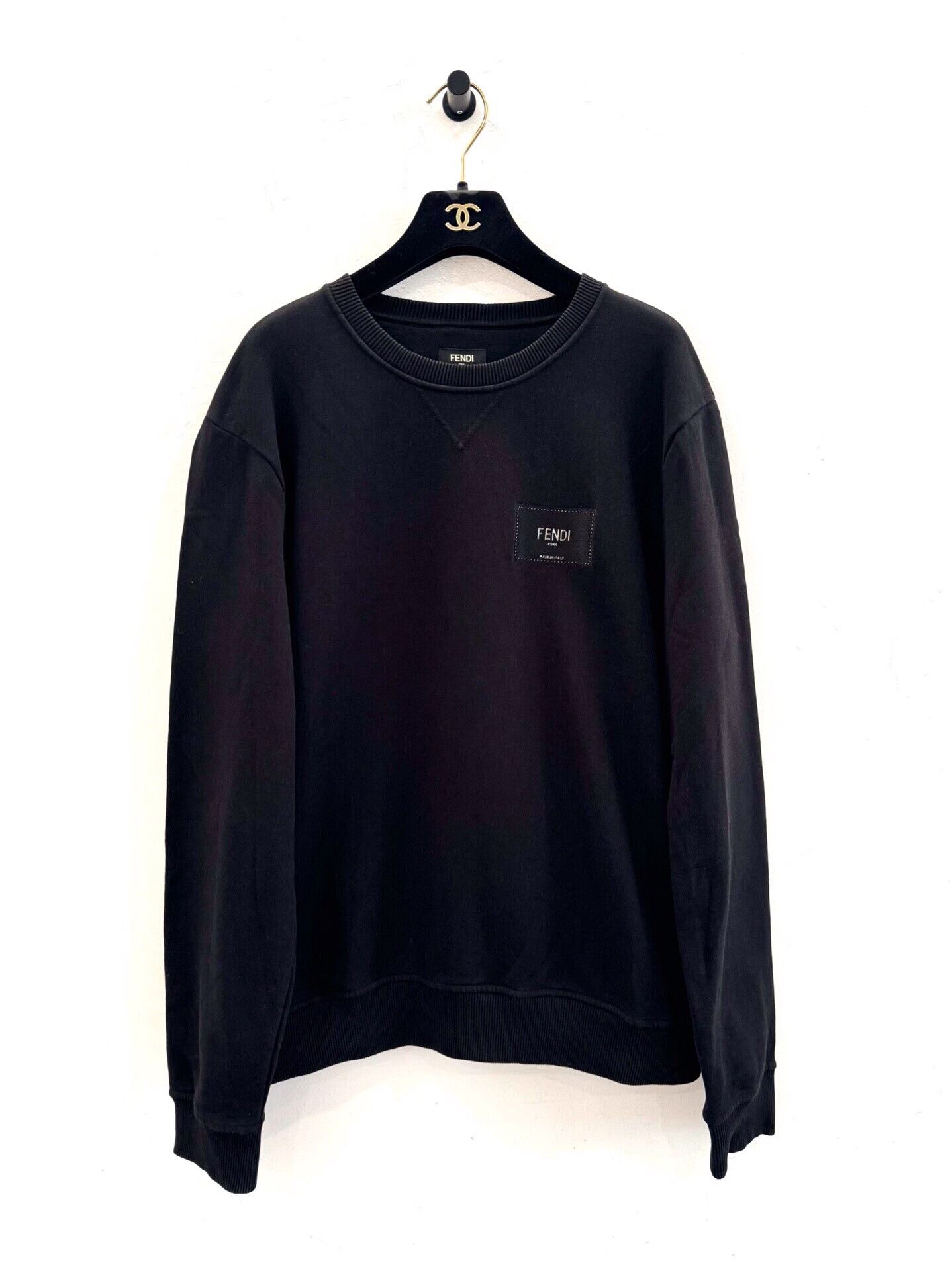 Fendi Fendi Black Logo Men's Long-Sleeve Sweatshirt Size US M / EU 48-50 / 2 - 1 Thumbnail