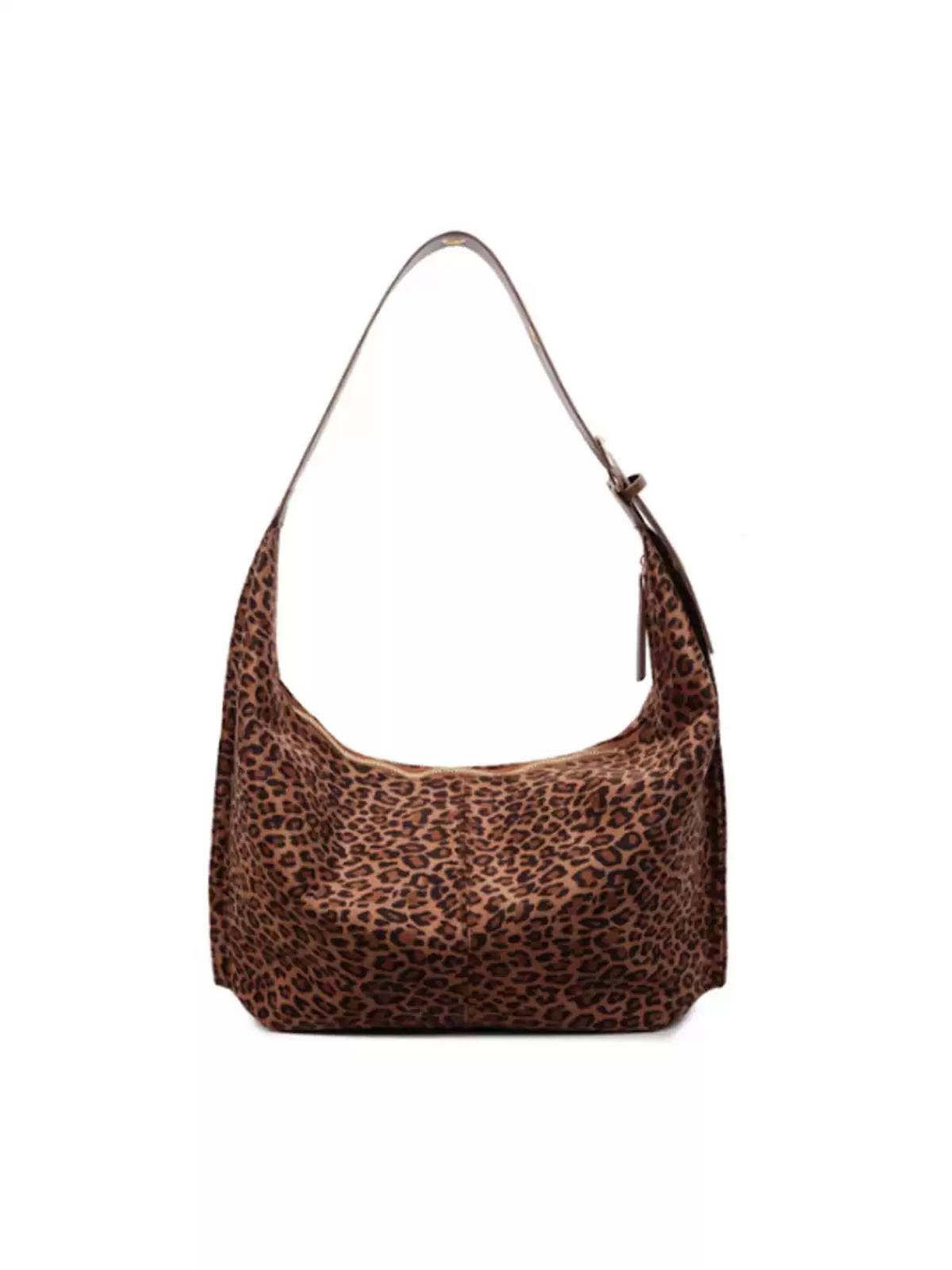 Vintage Dark Leopard Triangle Hobo Tote Size ONE SIZE - 5 Thumbnail