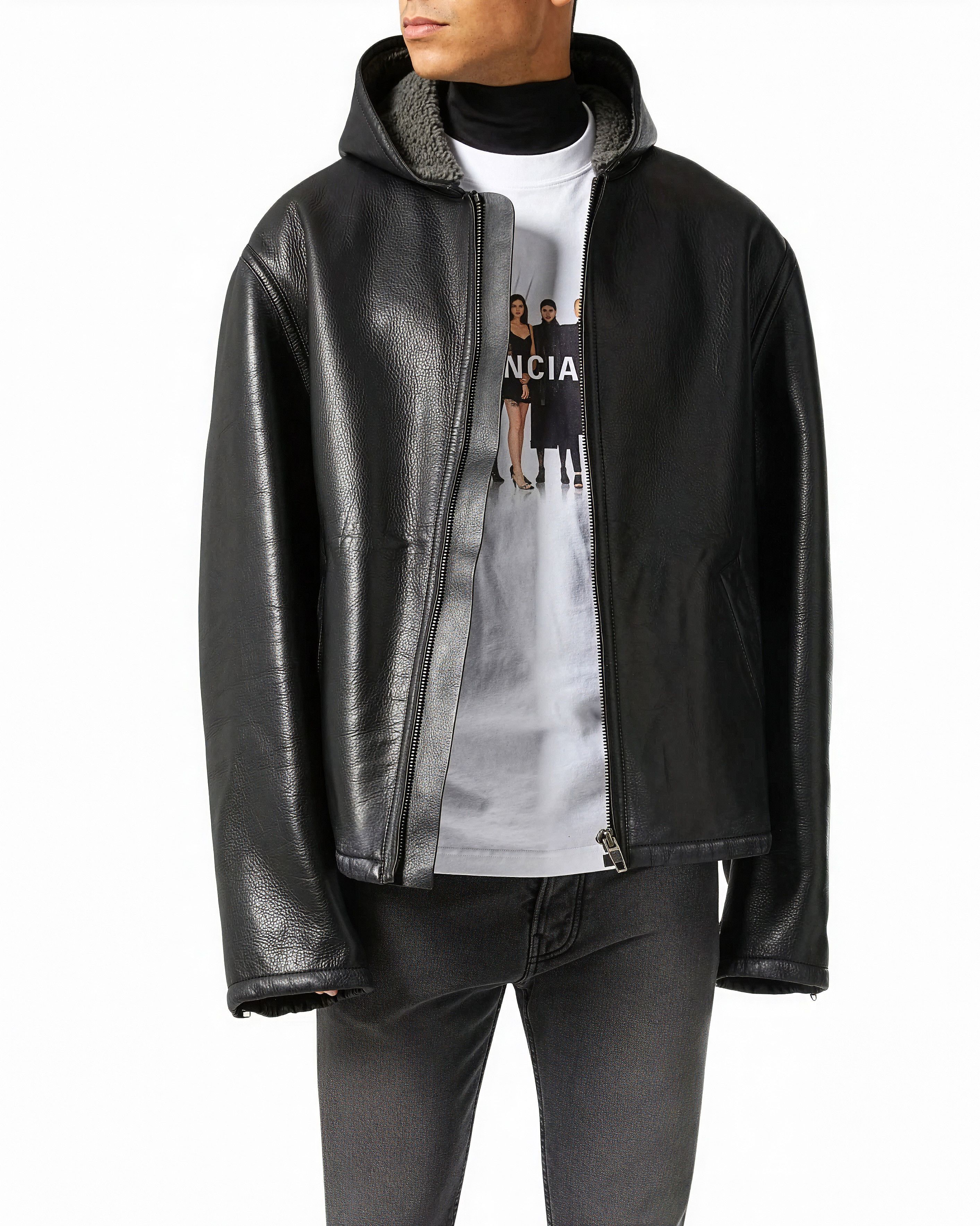 Balenciaga Hooded Shearling Jacket Leather Size US M / EU 48-50 / 2 - 2 Thumbnail