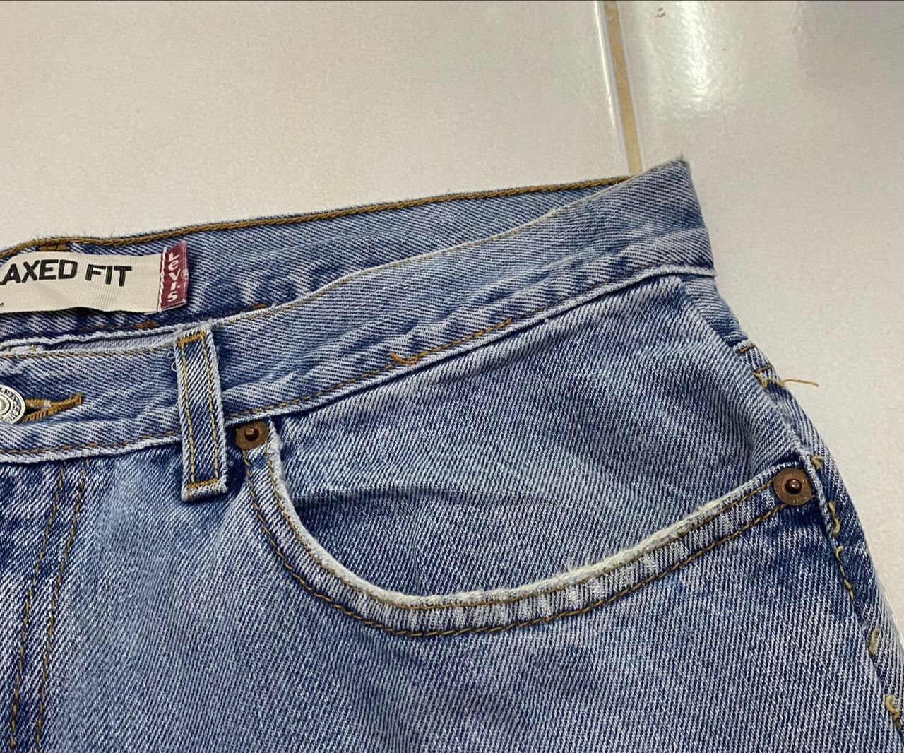 Levi's Vintage Levis 550 Relaxed Fit Patchwork Reworked Denim Size US 33 - 11 Thumbnail