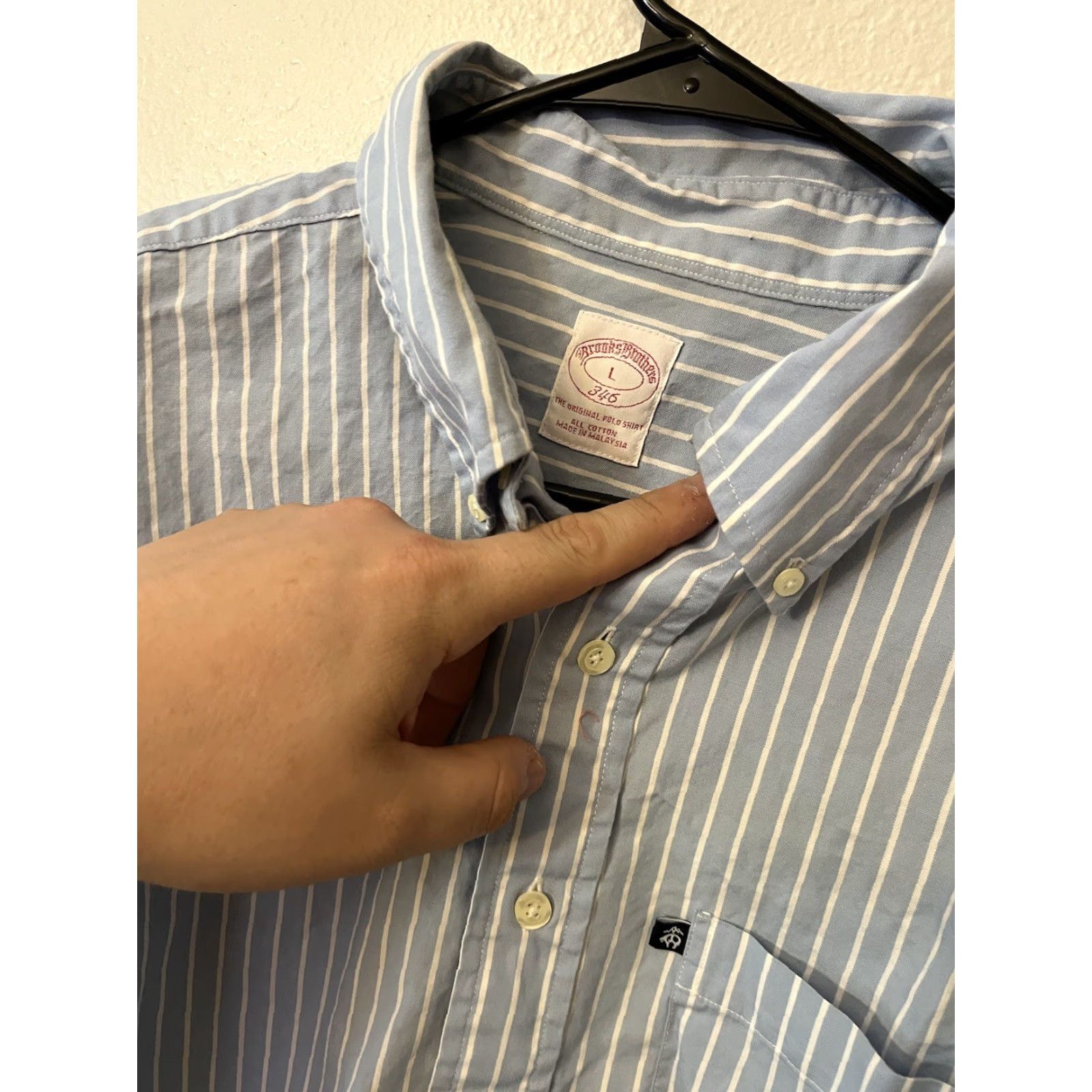 Brooks Brothers Brooks Brothers Dress Shirt 346 Mens Blue White Striped 100% Cotton Long Sleeve Button-Down Collar Large Regular Non-Iron Size 42R - 2 Thumbnail