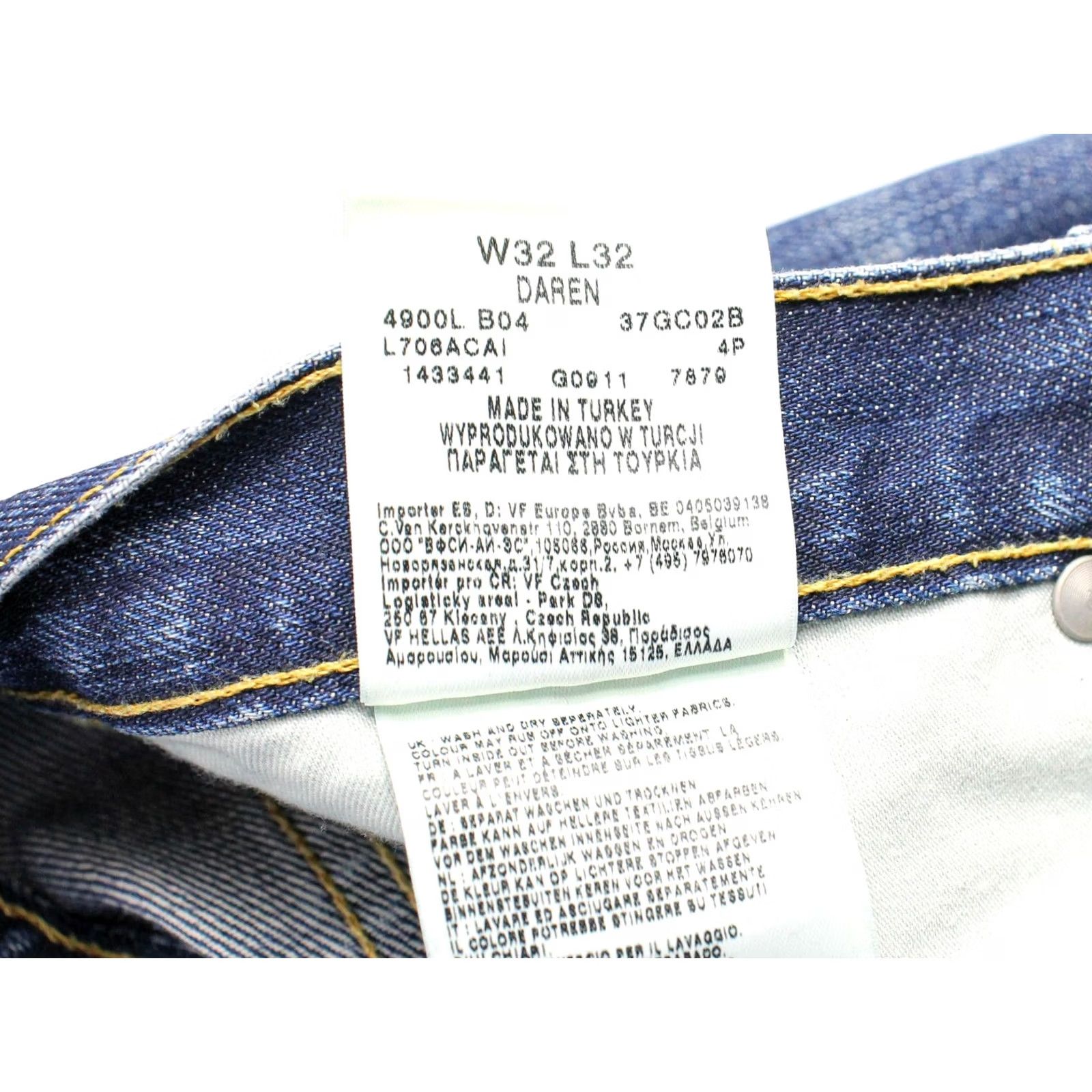 Lee Lee Jeans Slim Button Fly Daren W32/L32 Blue Logo Whiskers Fade Effect Mens Jeans Slim Fit (100% Cotton) Size US 32 / EU 48 - 7 Thumbnail