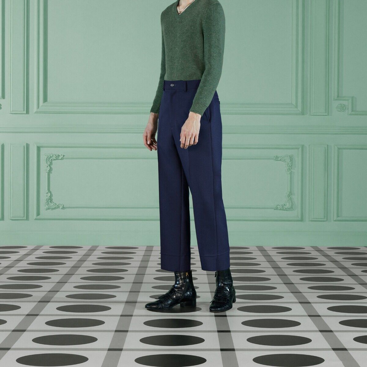 Gucci o1mt1gz0725 Fluid Drill Cropped Pant in Blue Size US 44 / EU 60 - 5 Thumbnail