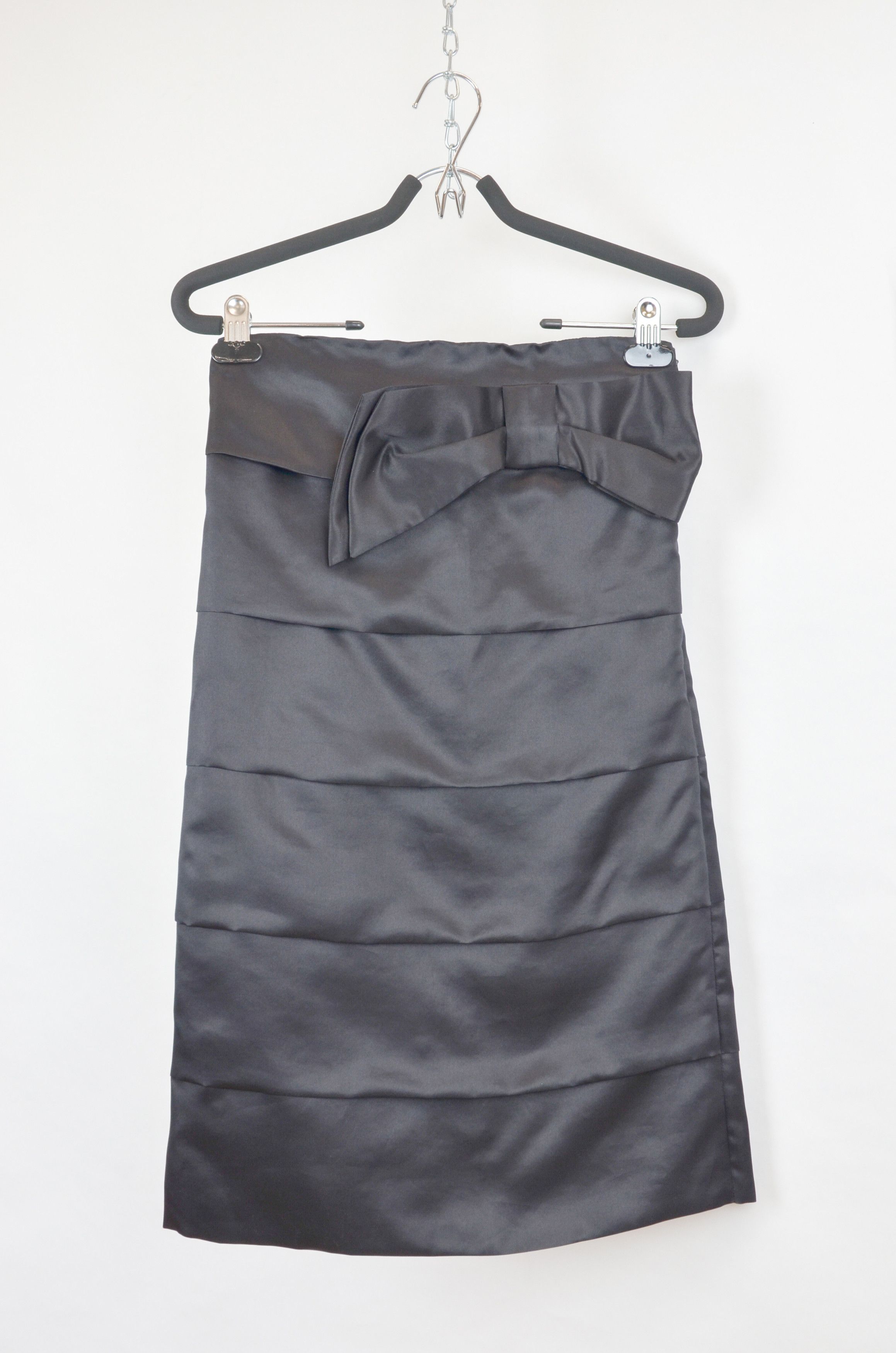 RED Valentino Black Satin Bow Detail Strapless Skirt 40