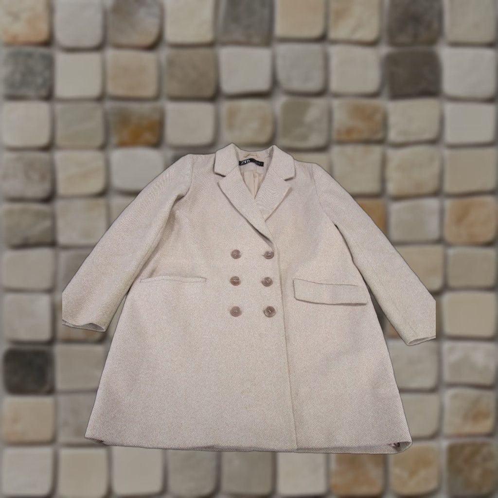 Zara Zara Pea Coat Womens Medium Pink Flannel Casual *Stains Size M / US 6-8 / IT 42-44 - 1 Thumbnail