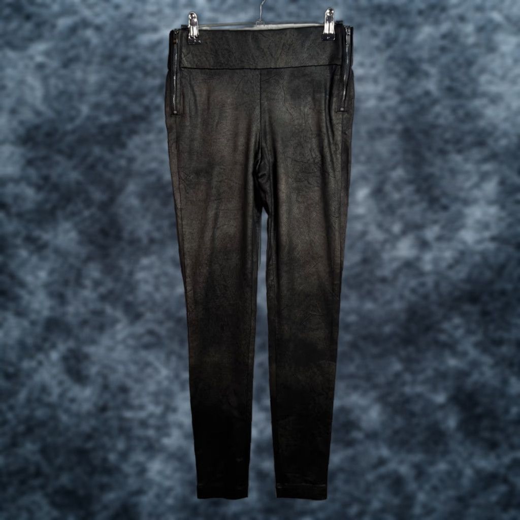 Zara VINTAGE Zara Leggings Womens Small Black Faux Leather High-Waist Ankle Rise Mid 8.5-10.5in Inseam 29in Polyester Elastane Size 28" / US 6 / IT 42 - 1 Thumbnail