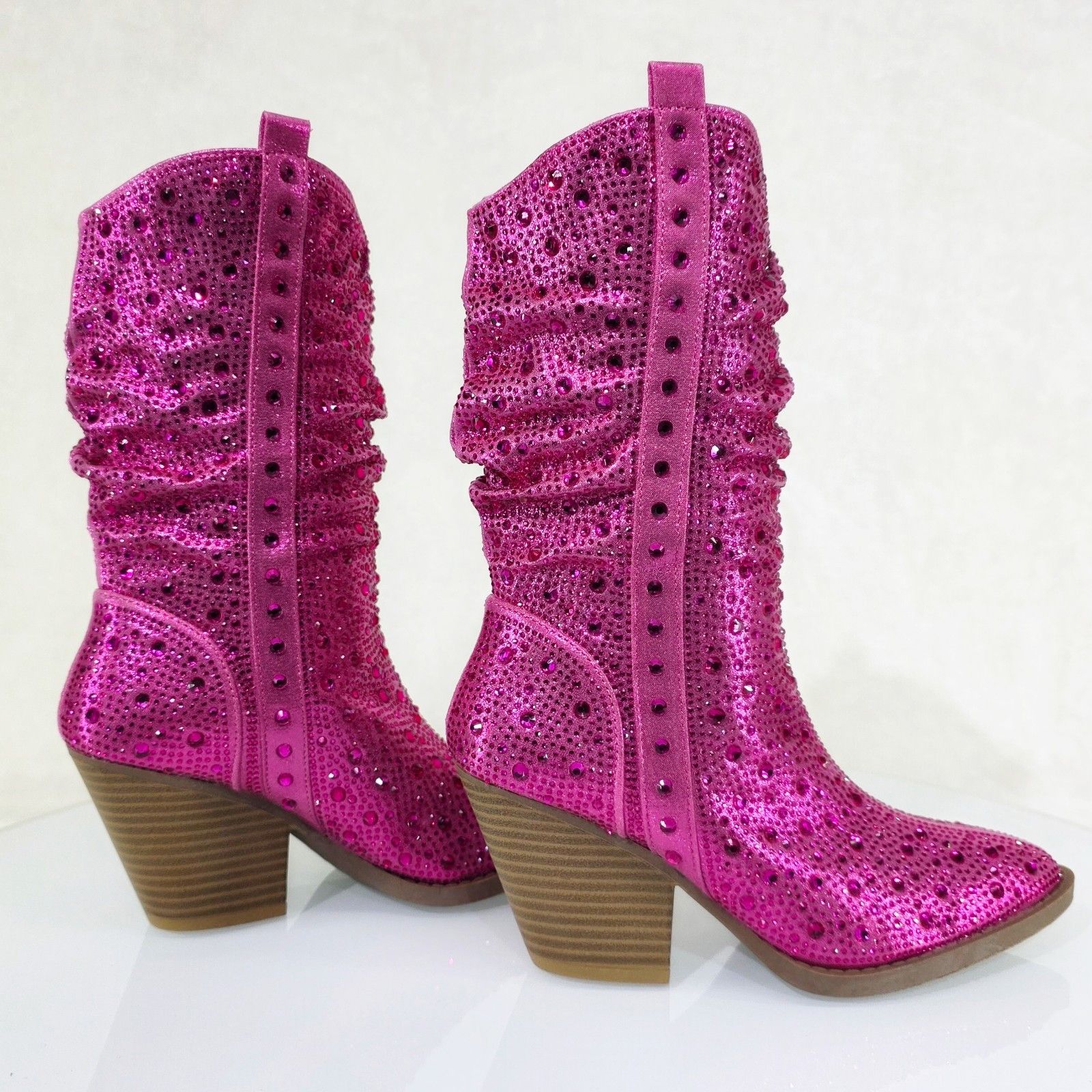Other Angel Riders Rhinestones Country Western Cowgirl Slouch Calf Size US 8.5 / IT 38.5 - 1 Thumbnail