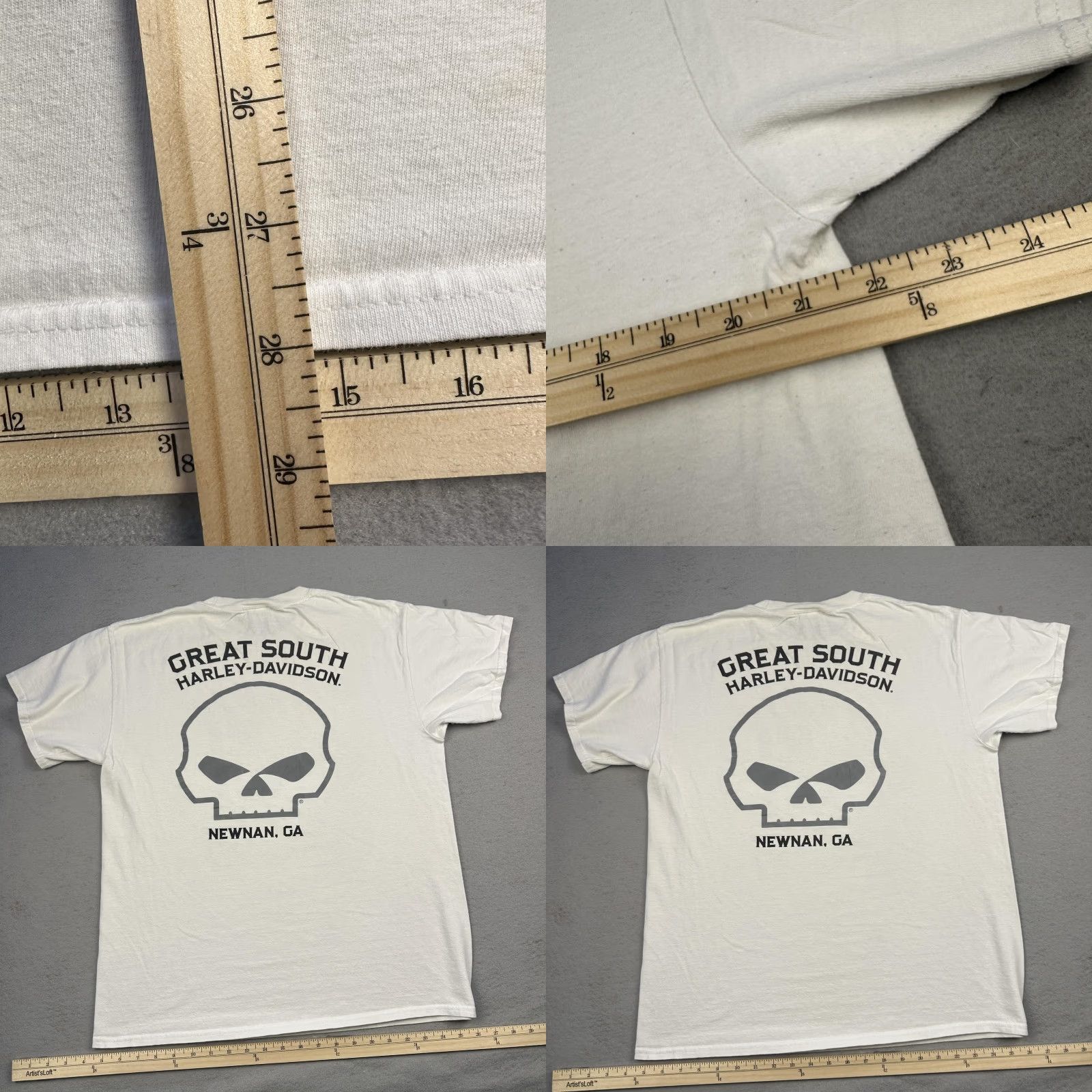 Harley Davidson Harley-Davidson Shirt Mens Large White Motorcycle Skull Graphic Print Back Newnan Size US L / EU 52-54 / 3 - 10 Thumbnail