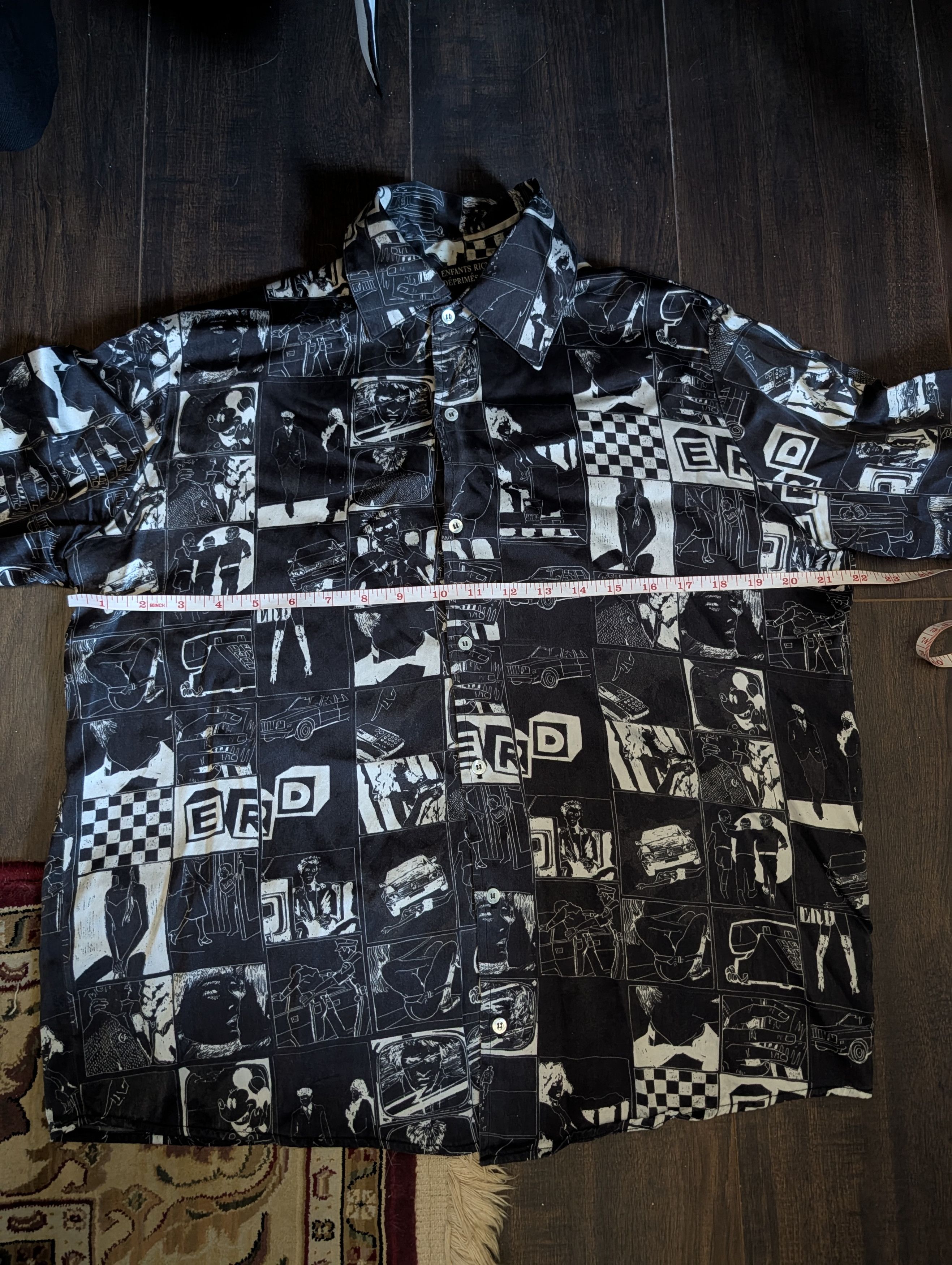 Enfants Riches Deprimes ICONIC Early 100% Thick Silk Comic Print B/W Shirt XS Size US XS / EU 42 / 0 - 15 Thumbnail