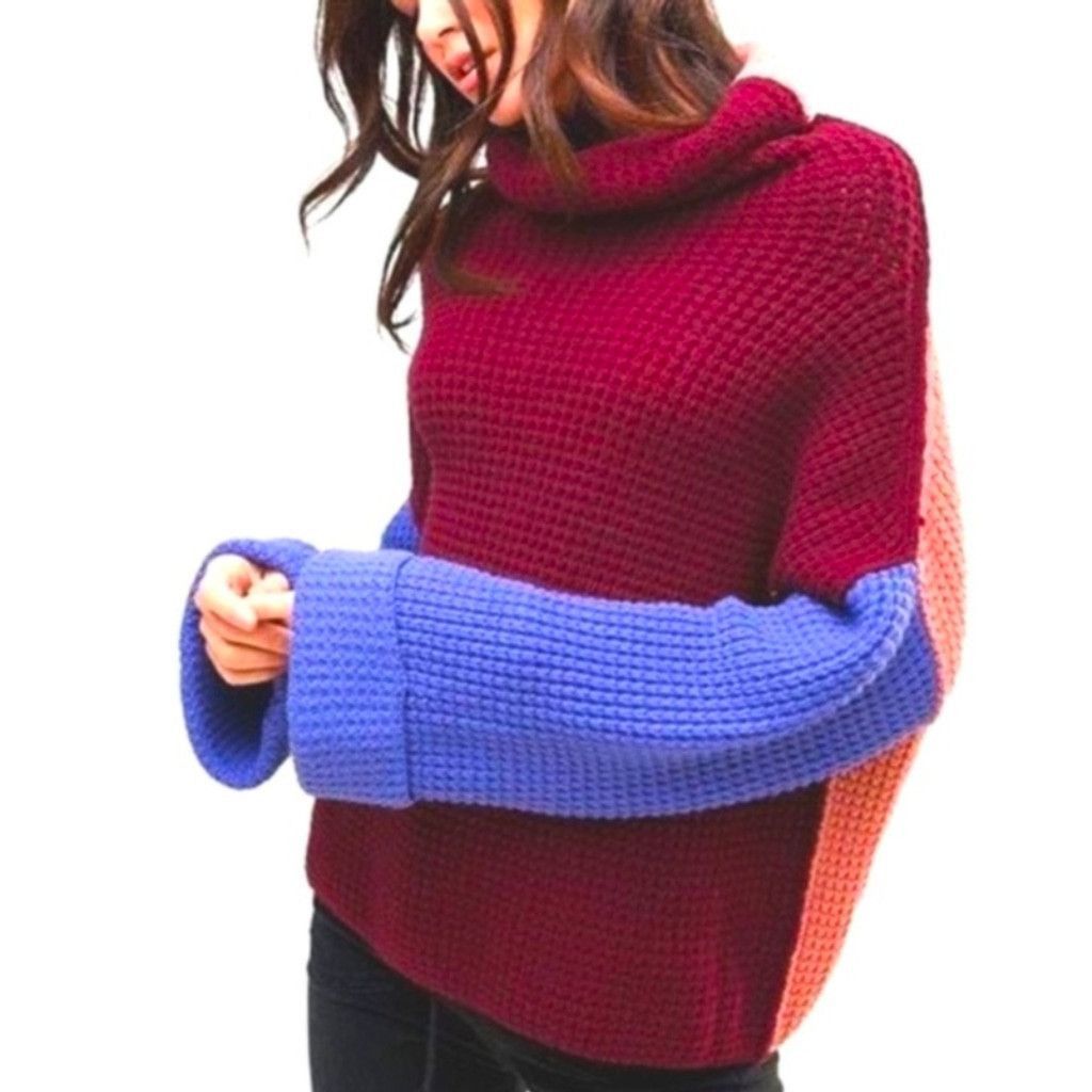 Free People Free People Colorblock Chunky Oversized Sweater XS Size XS / US 0-2 / IT 36-38 - 1 Thumbnail