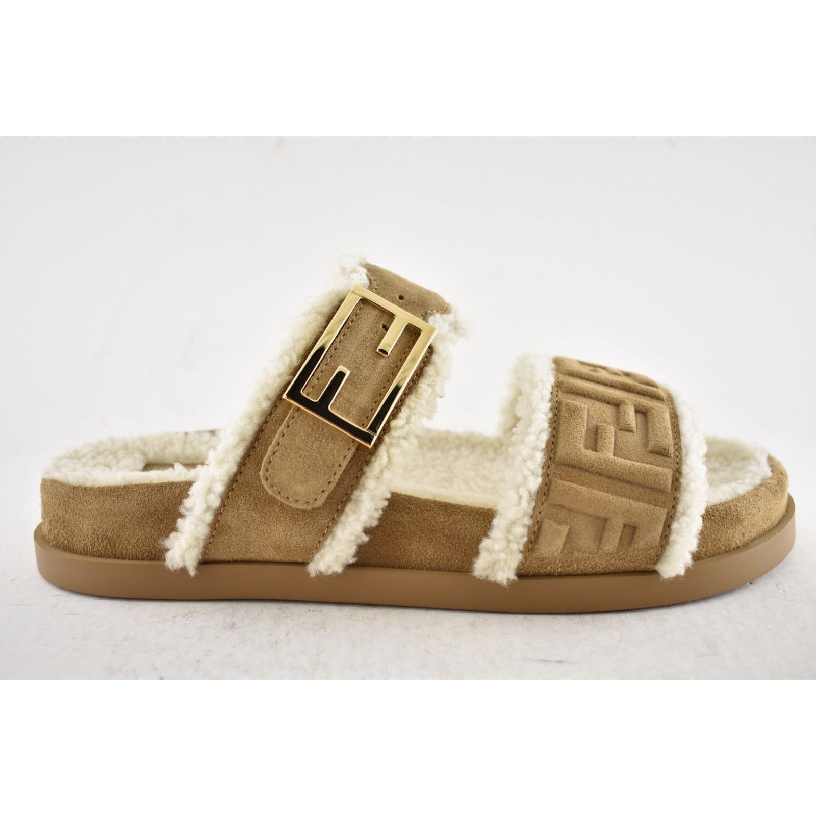 Fendi Fendi Feel Slide Shearling Bronze Monogram Sandal 36.5 Size US 6.5 / IT 36.5 - 4 Thumbnail