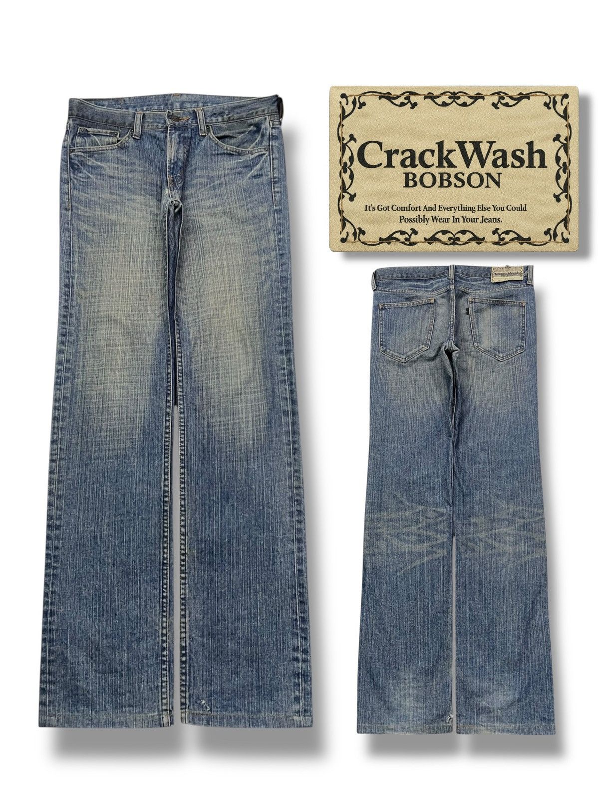 Japanese Brand Vintage 90s Crack Wash Bobson - Faded Wash, Distressed Denim Size US 32 / EU 48 - 1 Thumbnail