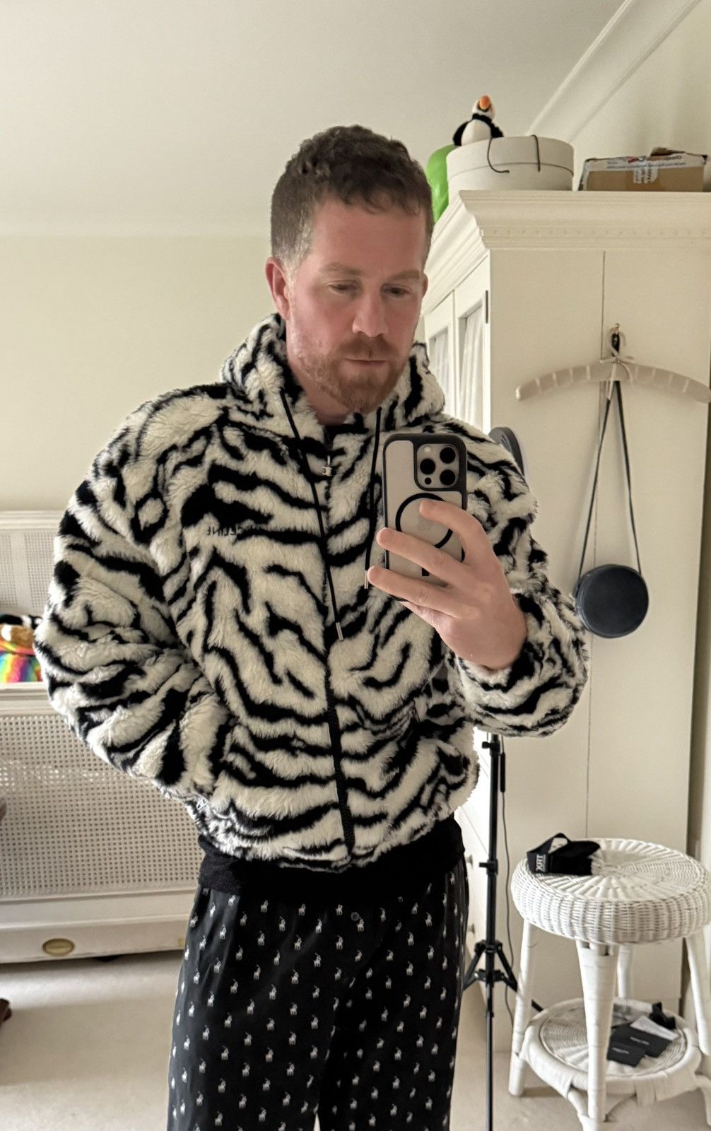 Celine Celine FW23 white tiger fleece logo hoodie Hedi Slimane Size US M / EU 48-50 / 2 - 7 Thumbnail