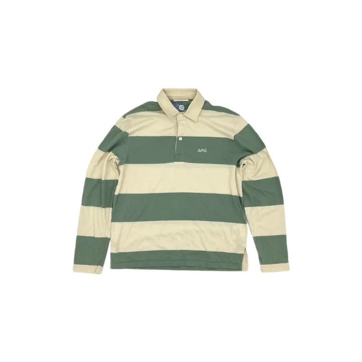 AMI Ami Casual Striped Long Sleeve Polo Shirt 0079 Size US S / EU 44-46 / 1 - 1 Thumbnail
