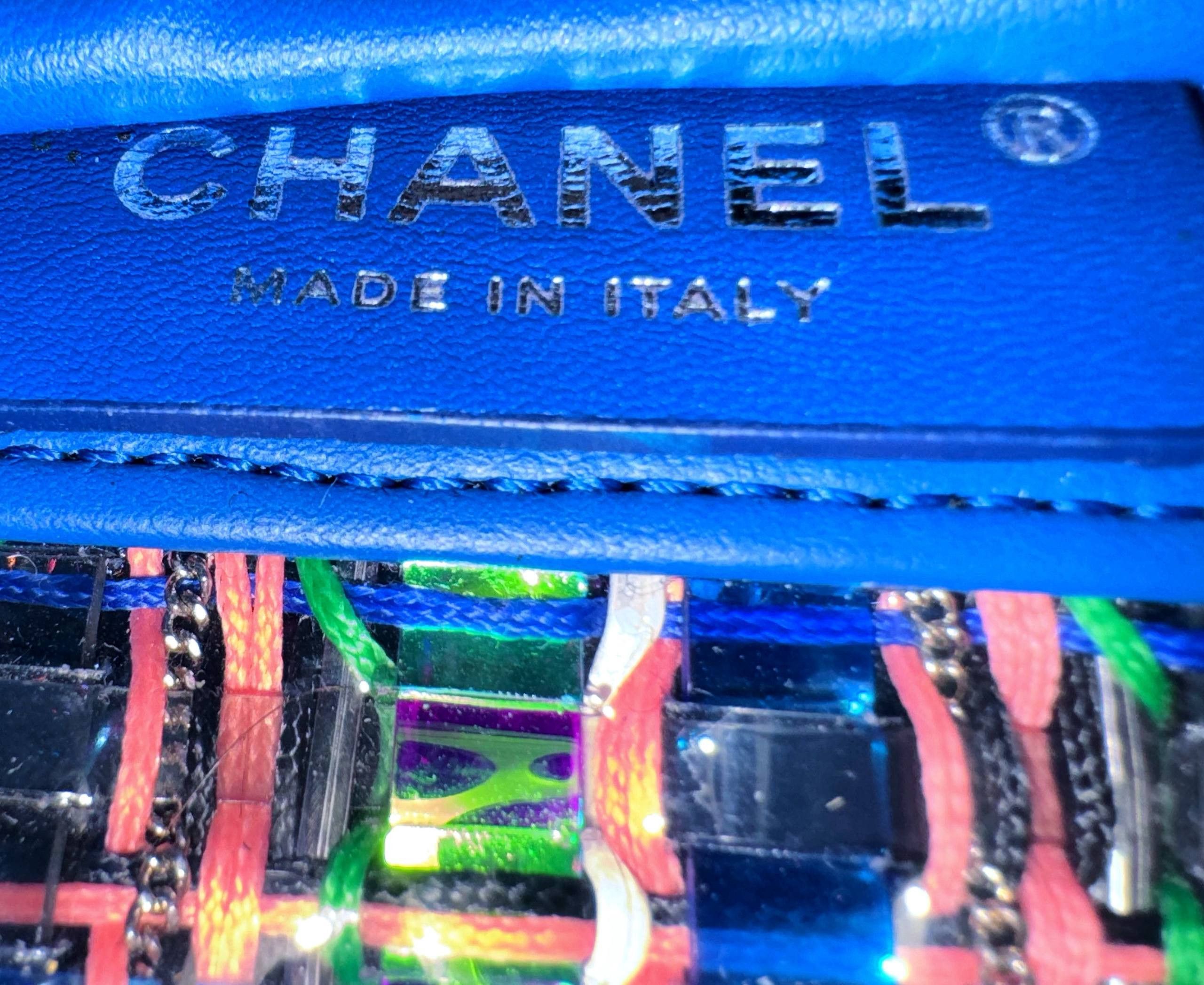 Chanel Chanel Old Small Boy Flap Bag Blue Rainbow Woven PVC Size ONE SIZE - 10 Thumbnail