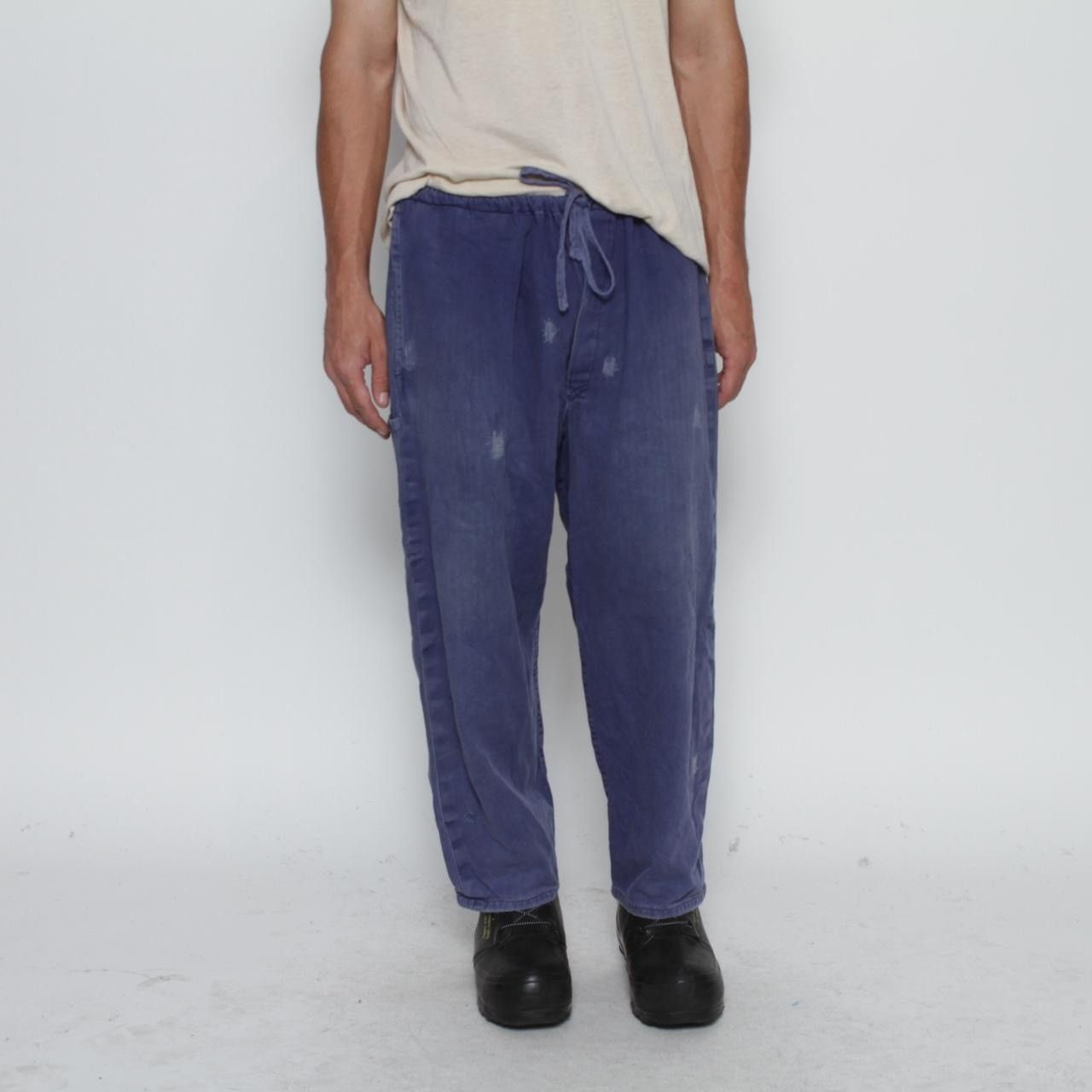 Vintage BLUE STITCH REPAIR SOFT COTTON WORKWEAR PANTS Size US 34 / EU 50 - 2 Thumbnail
