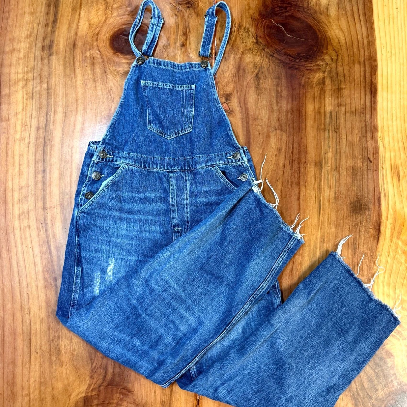 Bdg BDG Denim Overalls- Jumpsuit Wide Leg Vintage? No, Wait… Regular S Solid Blue Sleeveless One-Piece Button Zip? (Clarify: BDG Women's Denim Overalls) Size 28" / US 6 / IT 42 - 2 Thumbnail