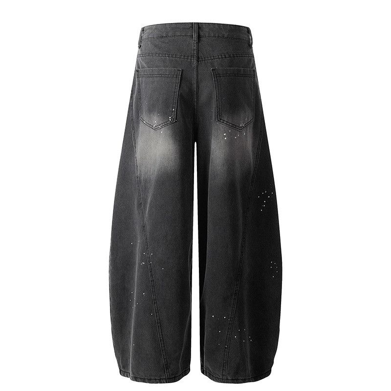 Vintage American street washed distressed splatter ink curved jeans Size US 32 / EU 48 - 2 Thumbnail