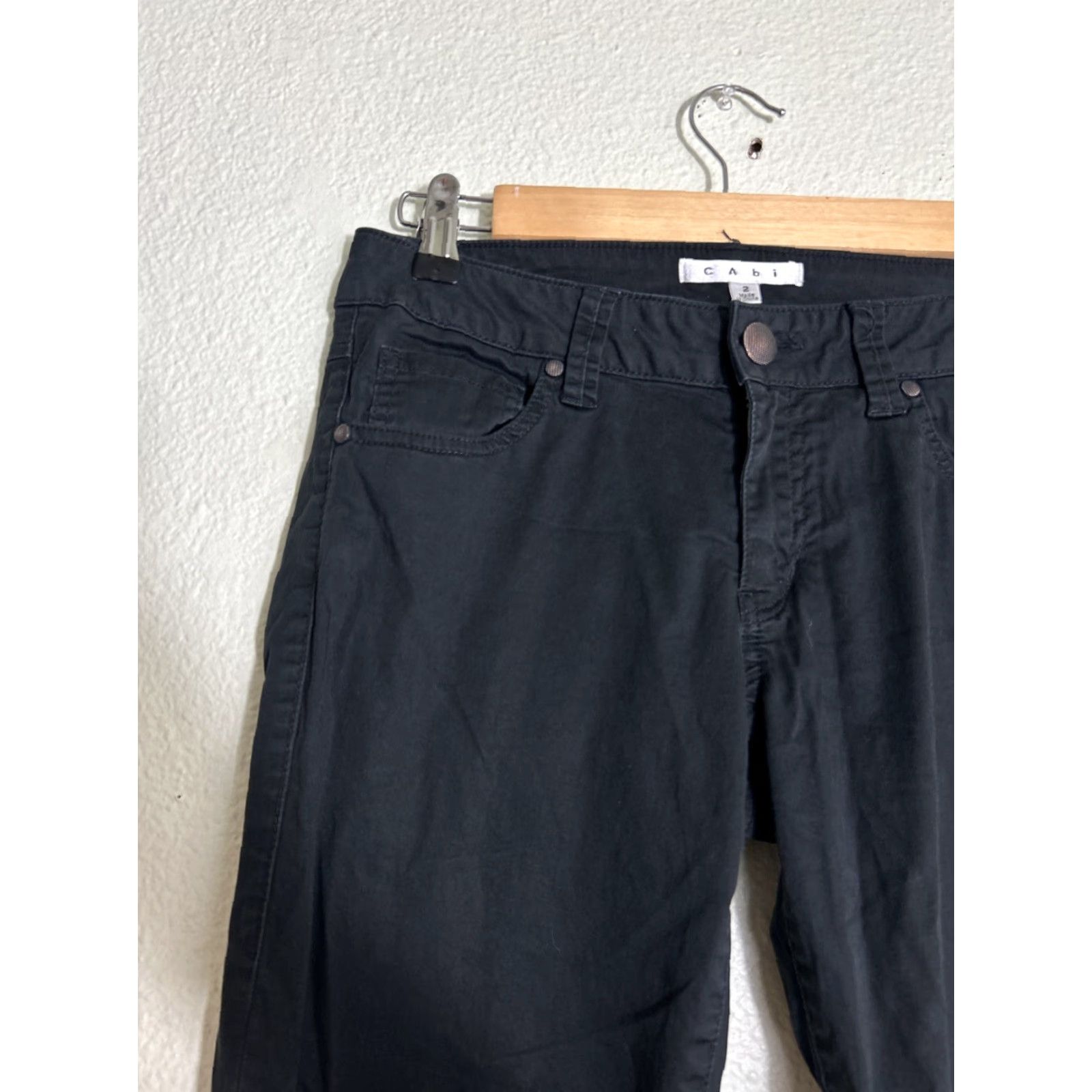 Vintage CAbi Pants Womens Size 2 Black Sateen Skinny Style 798 Stretch Cotton 29x30 Size 26" / US 2 / IT 38 - 4 Thumbnail