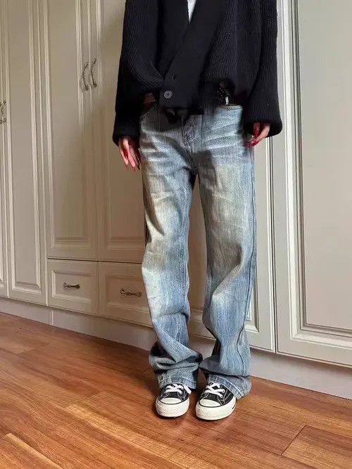 VIBE Vintage street Y2K electric print wide leg baggy jeans Size US 34 / EU 50 - 5 Thumbnail
