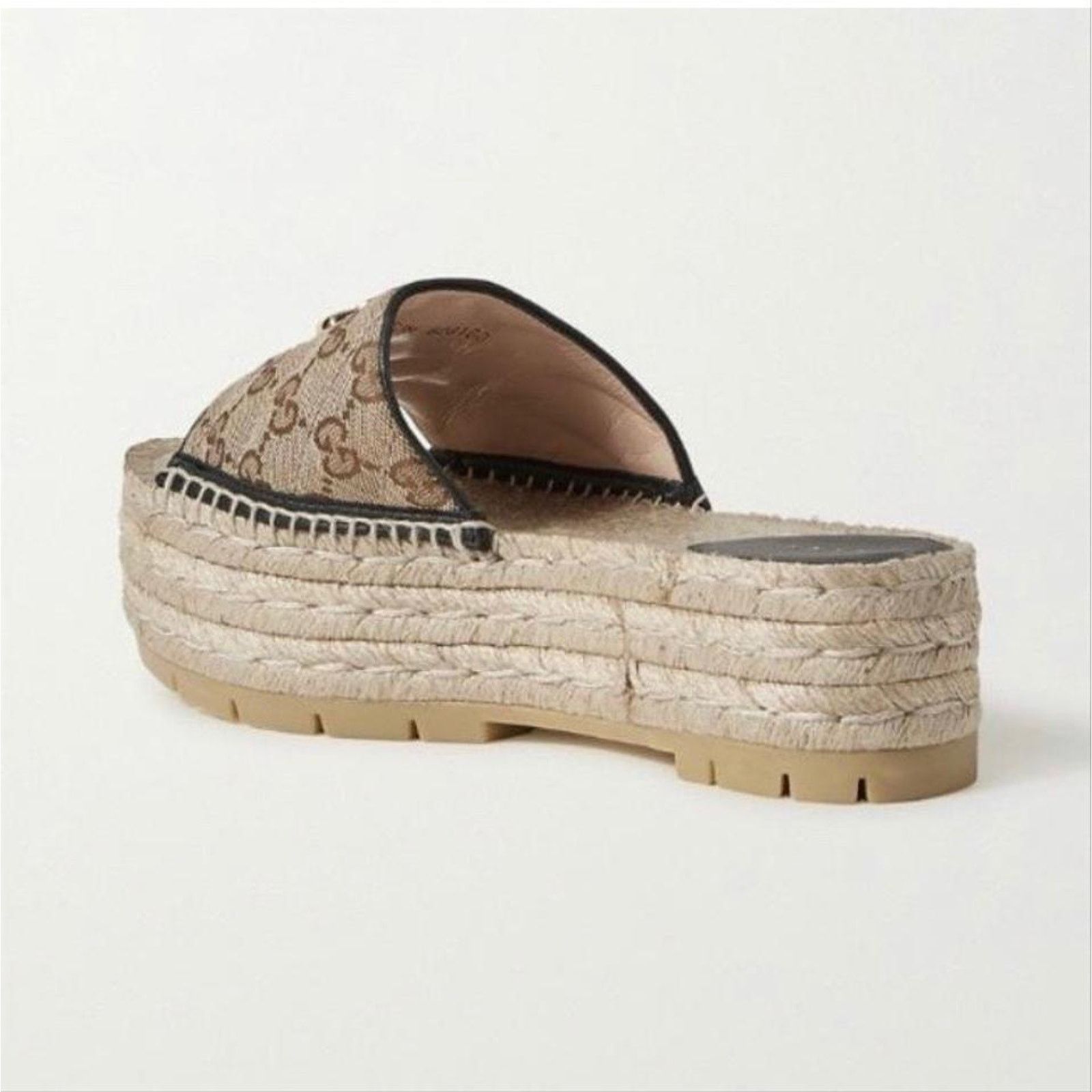 Gucci Pilar GG logo platform espadrilles slides sandals Size US 11.5 / IT 41.5 - 4 Thumbnail