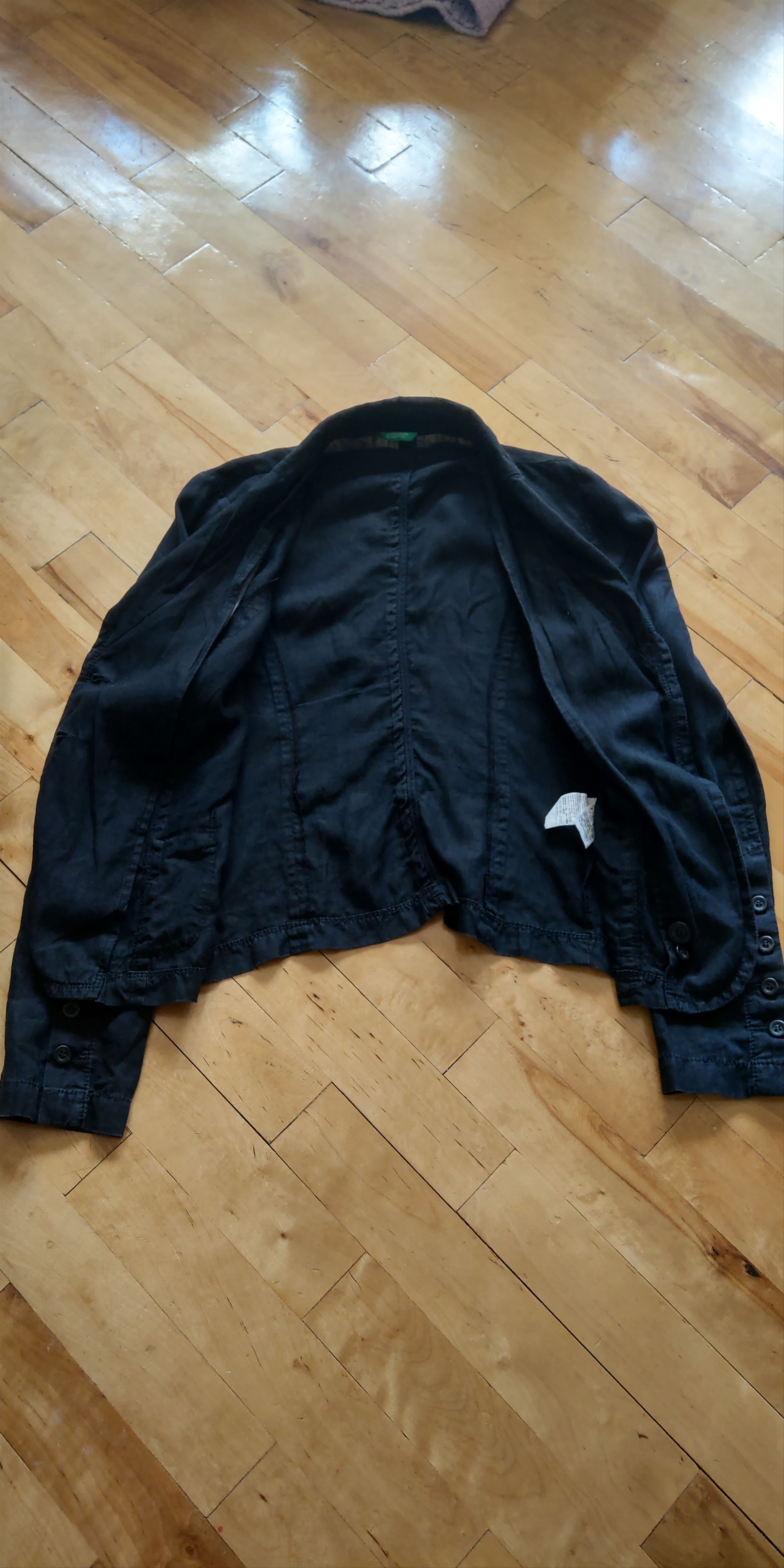 Vintage 100% Linen Jacket Noir Blazer Darkfashion Alt Goth Emo Witch Size M / US 6-8 / IT 42-44 - 5 Thumbnail