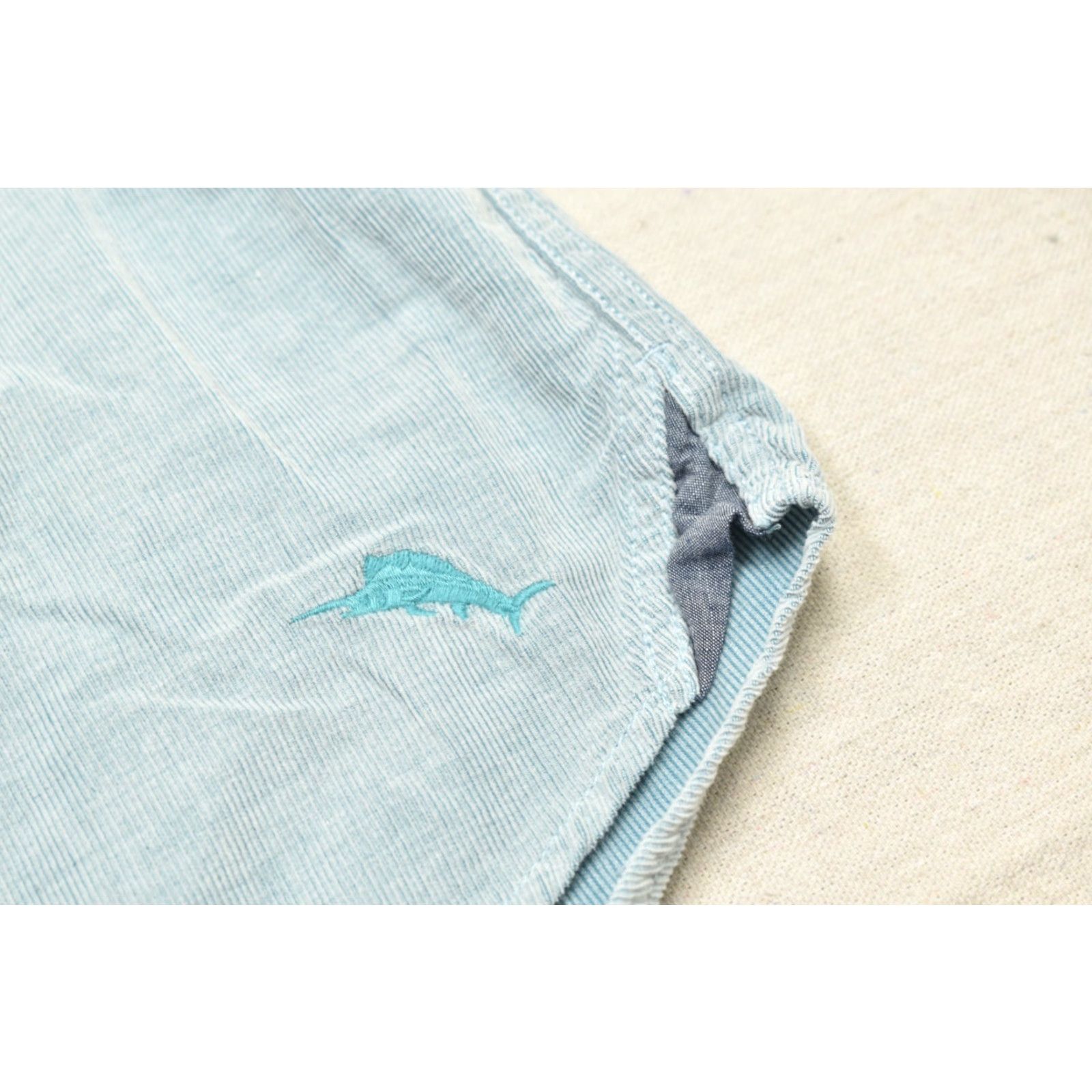 Tommy Bahama Tommy Bahama Shirt Mens XXL Light Blue Corduroy Long Sleeve Cotton Marlins Logo Shirt Size US XXL / EU 58 / 5 - 4 Thumbnail