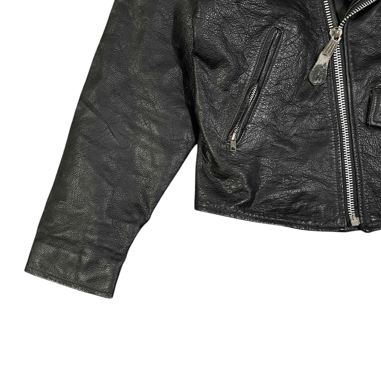 Leather Vintage Motorcycle Rider Leather Jacket Double Collar Size US M / EU 48-50 / 2 - 3 Thumbnail