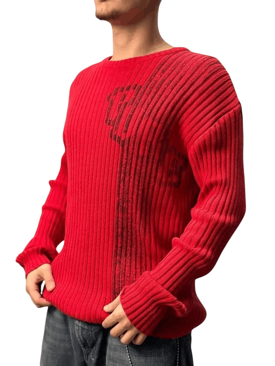 Japanese Brand Vintage Y2K Distressed Striped Sweater Faded knit Y2K Effect Size US M / EU 48-50 / 2 - 1 Thumbnail