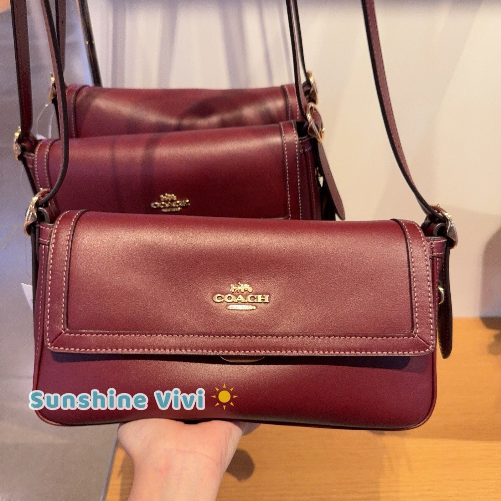 Coach NWT Coach Etta Small Flap Shoulder Bag CCV63 leather Maroon Size ONE SIZE - 1 Thumbnail