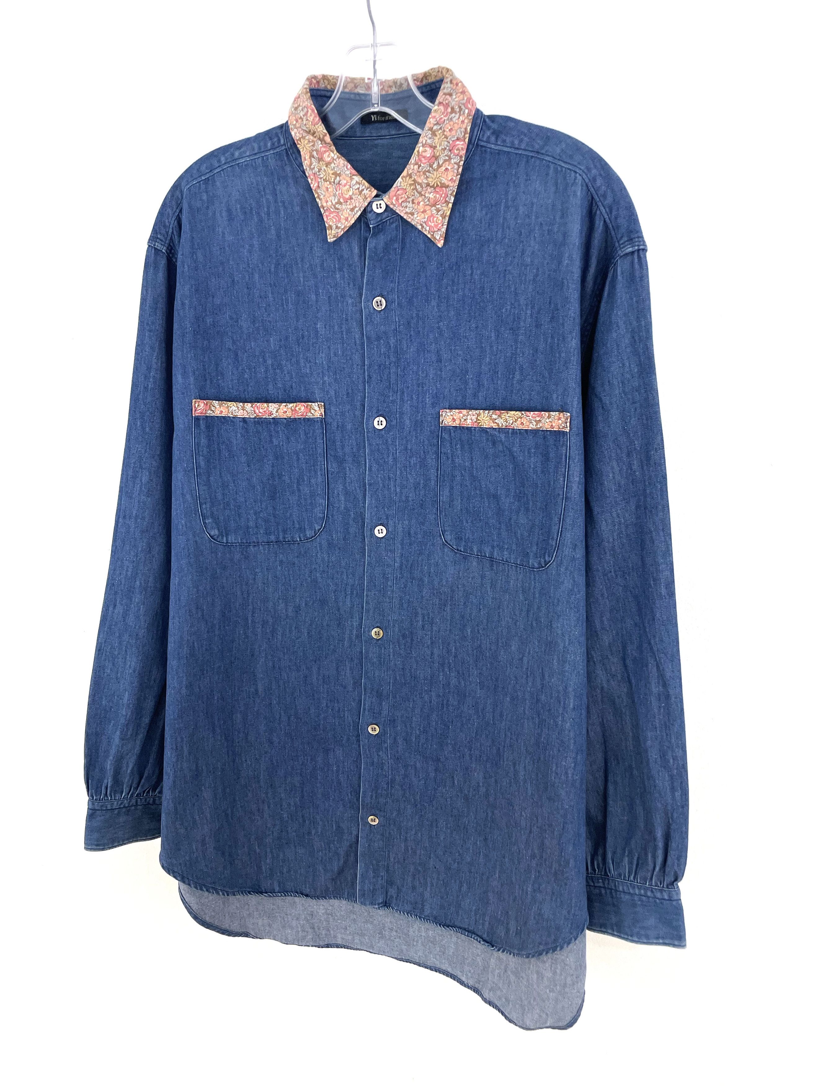 Yohji Yamamoto 80's Accent Collar Denim Shirt Size US L / EU 52-54 / 3 - 2 Thumbnail