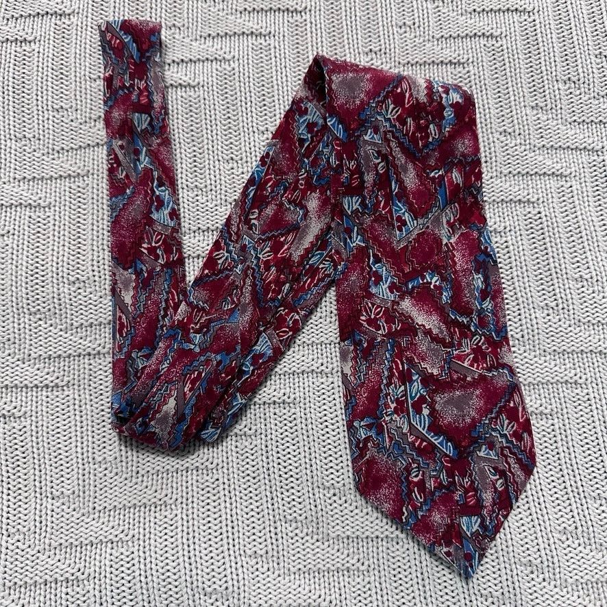 Oleg Cassini Vintage 80s Oleg Cassini red abstract silk tie Size ONE SIZE - 1 Thumbnail