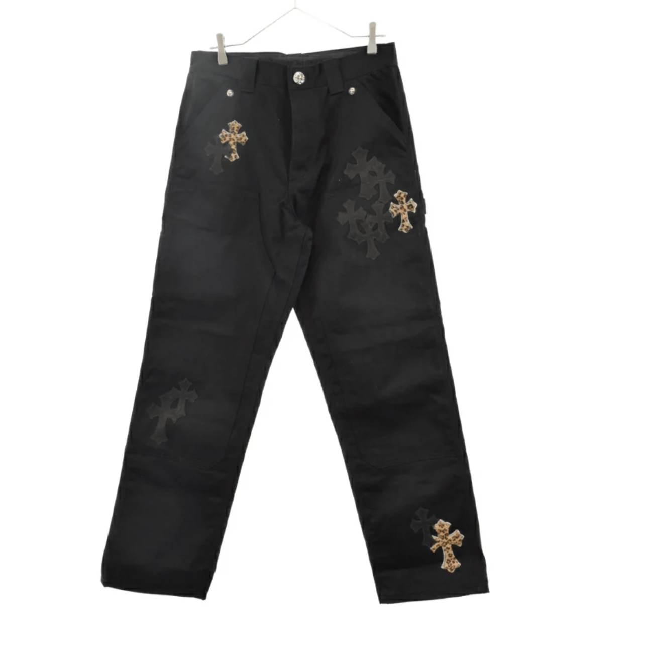 Image of Chrome Hearts Cross Patch Carpenter Chinos in Black, Men's (Size 30)