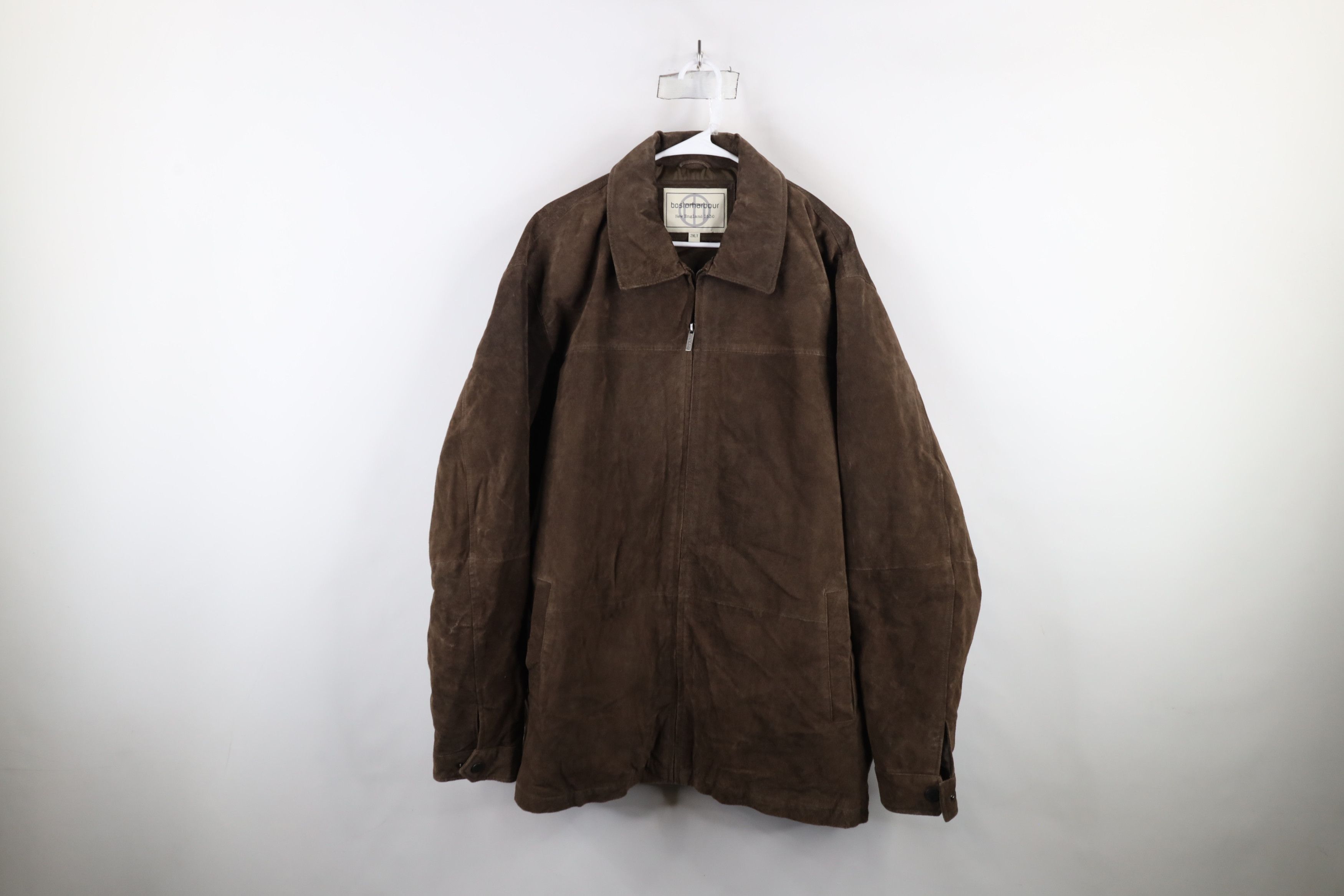 Vintage Vintage 90s Streetwear Suede Leather Full Zip Jacket Brown Size US XXL / EU 58 / 5 - 1 Thumbnail