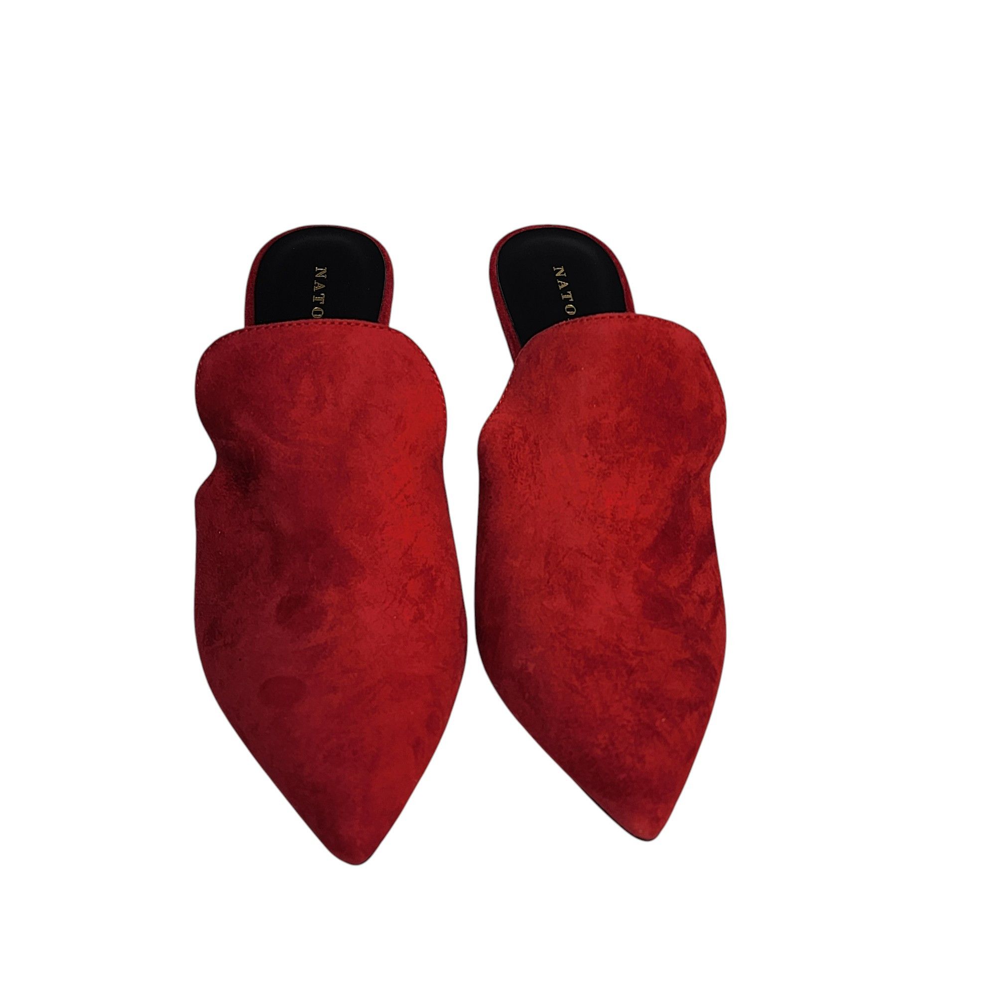 Other Natori Minh Brocade Red Suede Pointed Toe Mules Size US 8.5 / IT 38.5 - 2 Thumbnail