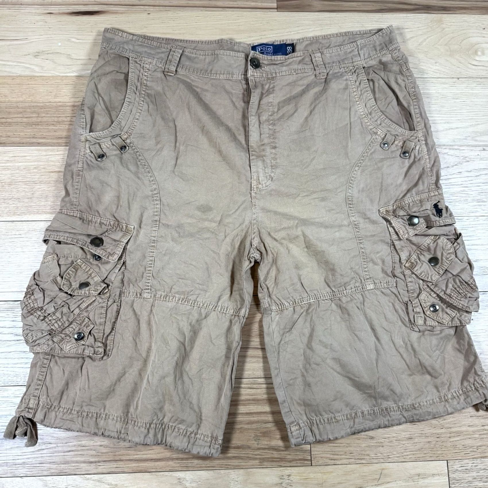 Polo Ralph Lauren VINTAGE 90s Polo Ralph Lauren Cargo Shorts Mens 38 Khaki Blue Military Paratrooper Polo Ralph Lauren Cargo Shorts Mens 38 90s Size US M / EU 48-50 / 2 - 2 Thumbnail